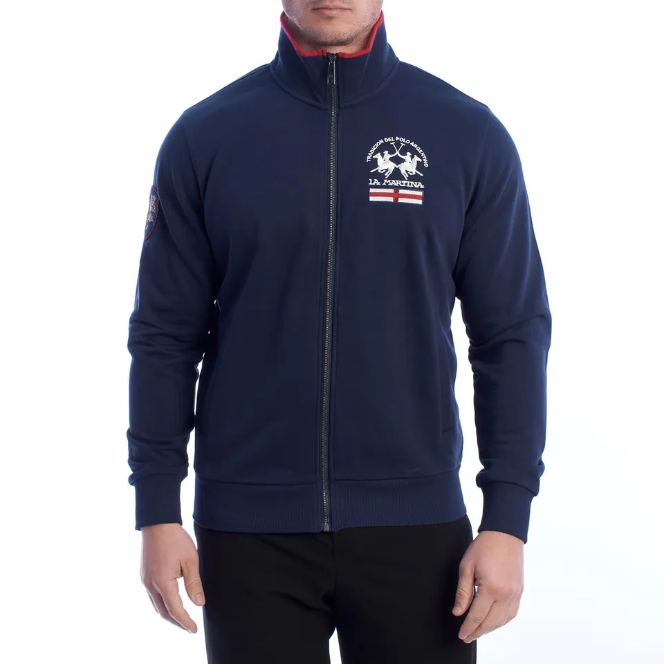 La Martina YMF602-FP112 felpa uomo fullzip blu navy cotone