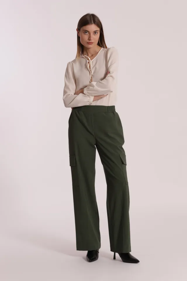 Mimi Mua Pantalone palazzo verde militare fiammato