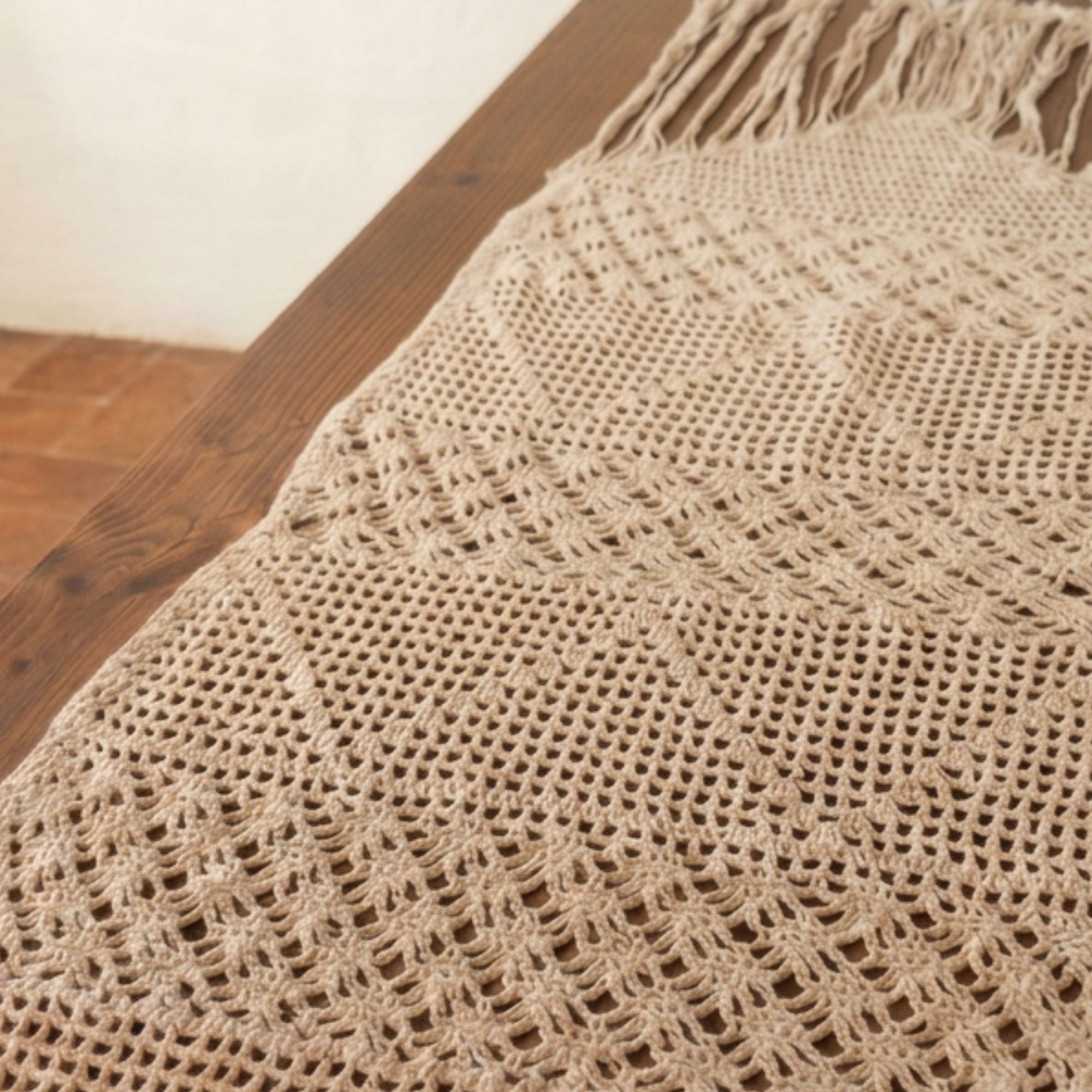 On Earth Trame runner crochet cotone 220x40 cm naturale