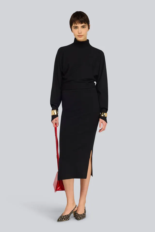 Semicouture Callie S6WC39 abito nero viscosa elasticizzata