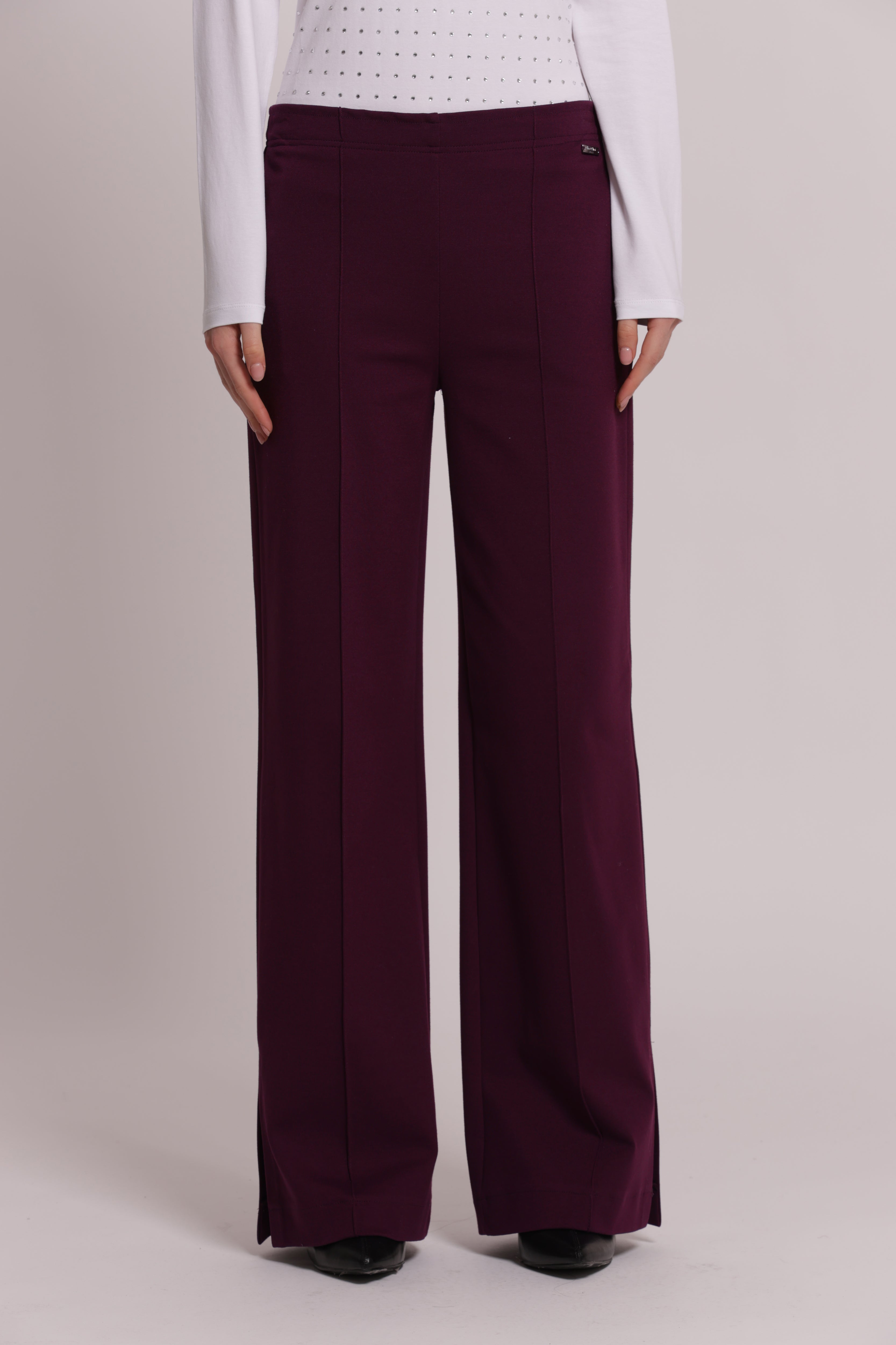 Mimi Mua Pantalone Spacco Punto Milano Nero
