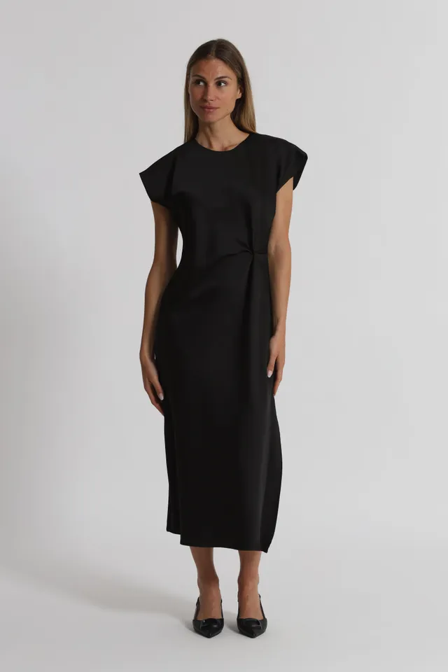 Mimi Mua maniche corte abito lungo nero elegante