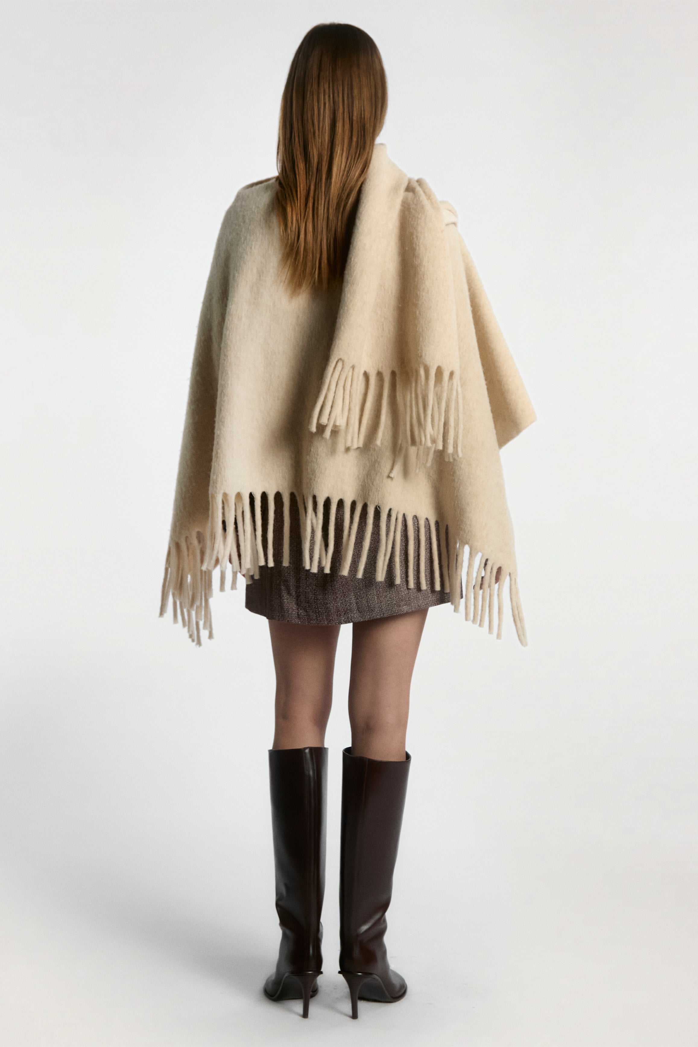 Aaiko Mila poncho crema in misto lana