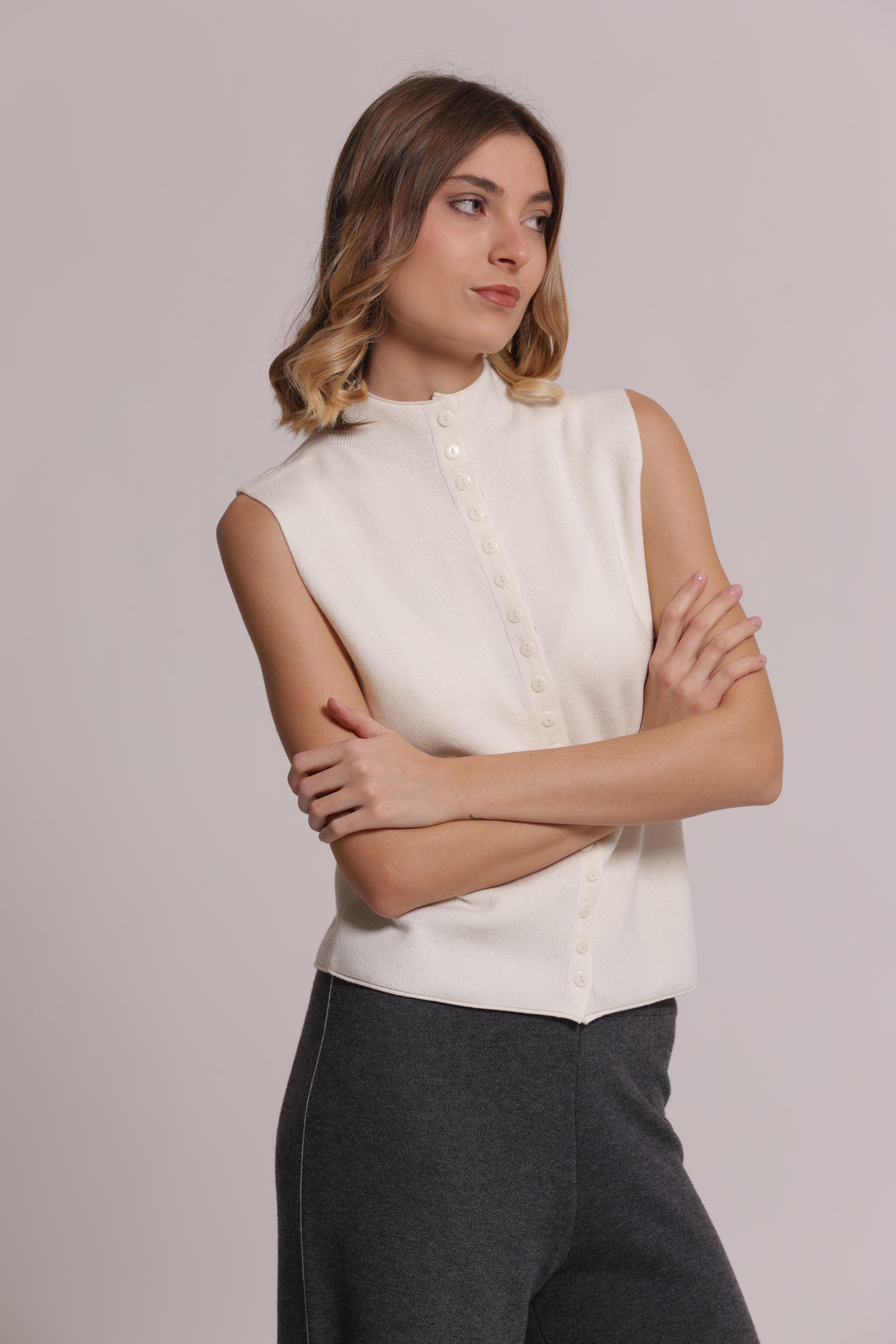 Mimi Mua Maglia Cardigan Smanicato Nera