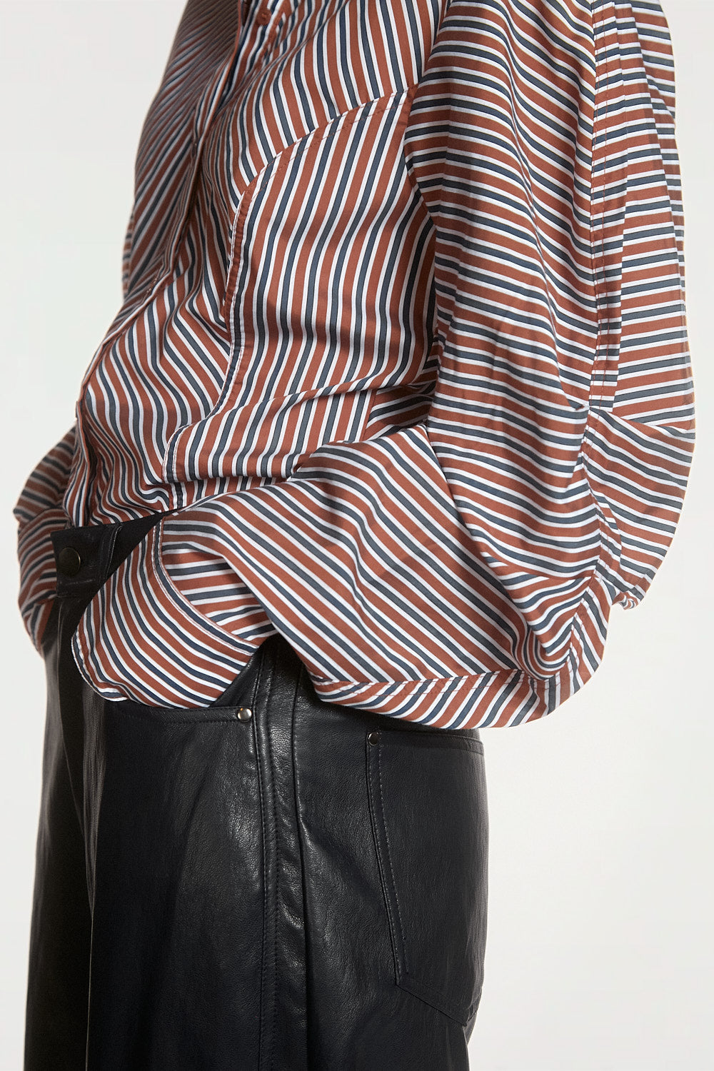 Aaiko Isabel camicia marrone a righe Fudge