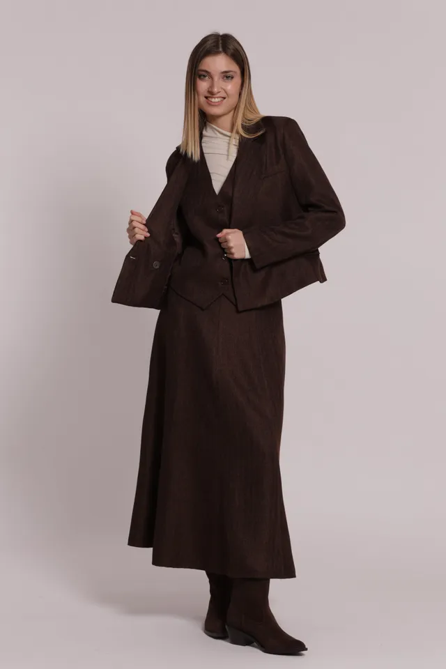 Mimi Mua Giacca Cropped Tweed Spiga di Pesce Moro