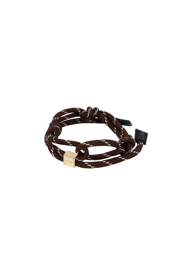 Aaiko bracciale marrone corda logo oro