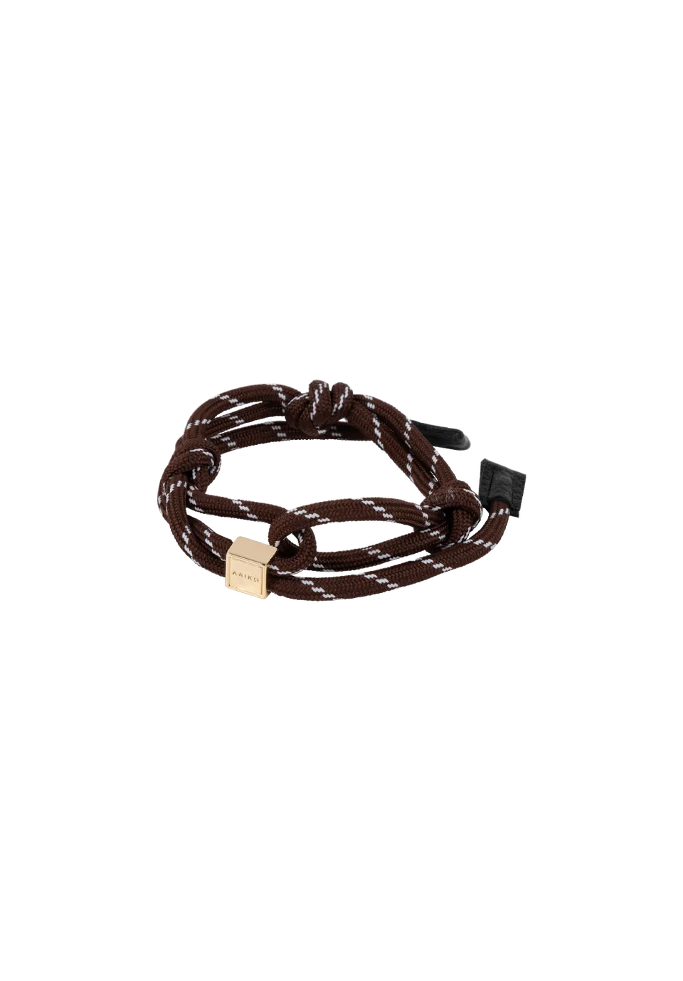 Aaiko bracciale marrone corda logo oro