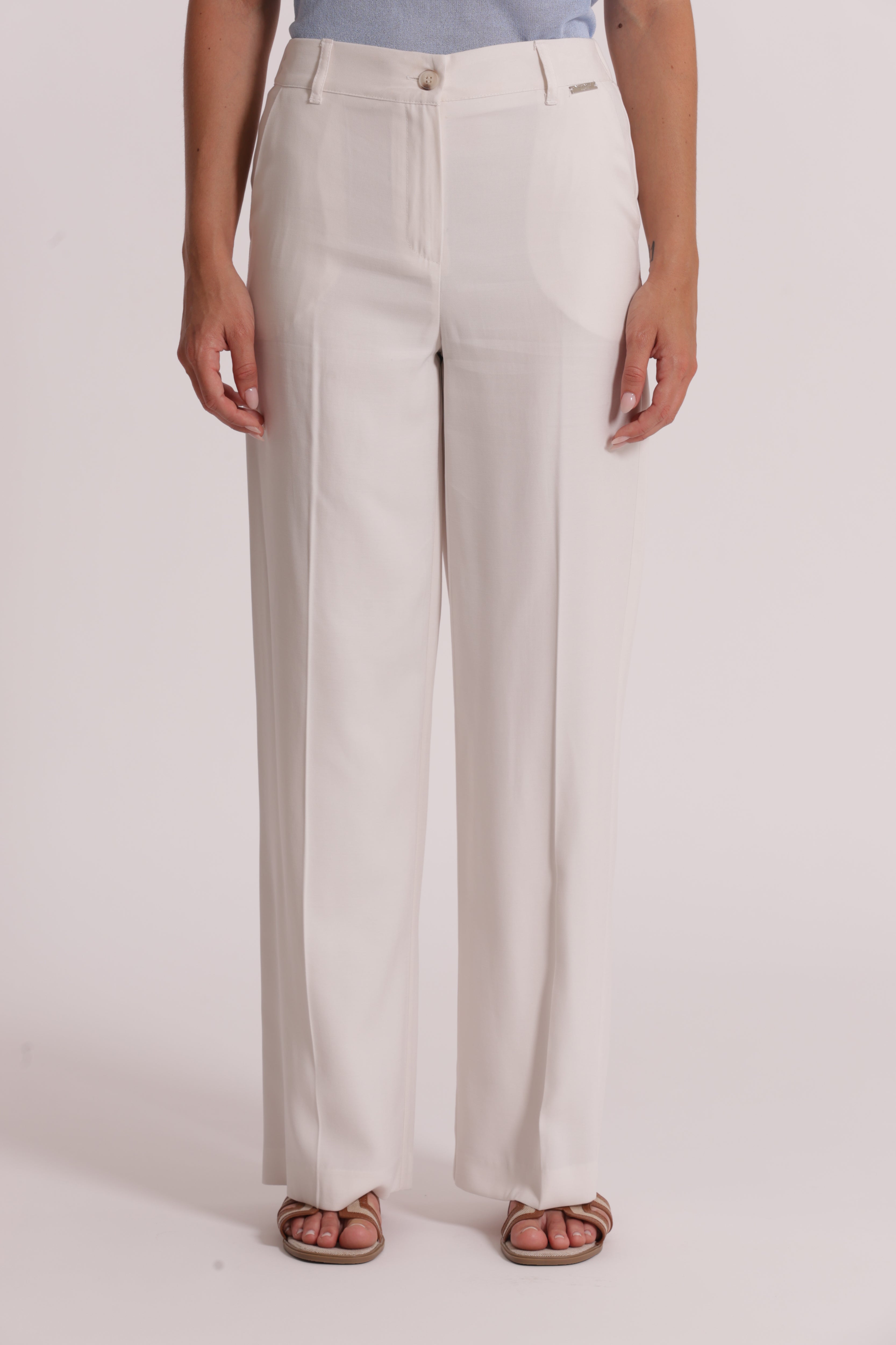 Mimi Mua Lungo Viscosa Pantaloni Panna XS