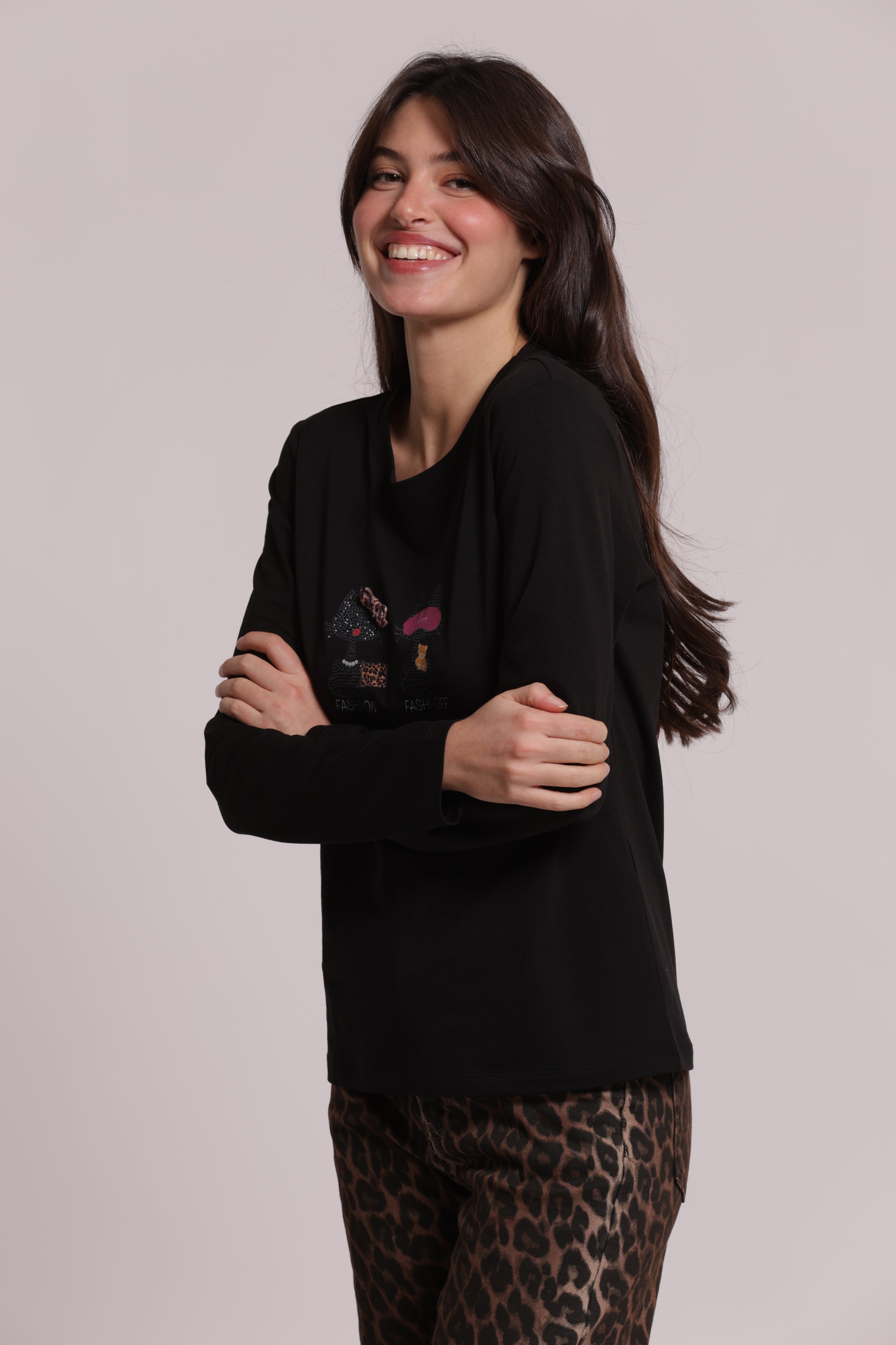 Mimi Mua Fashi-On Fashi-Off T-Shirt Maniche Lunghe