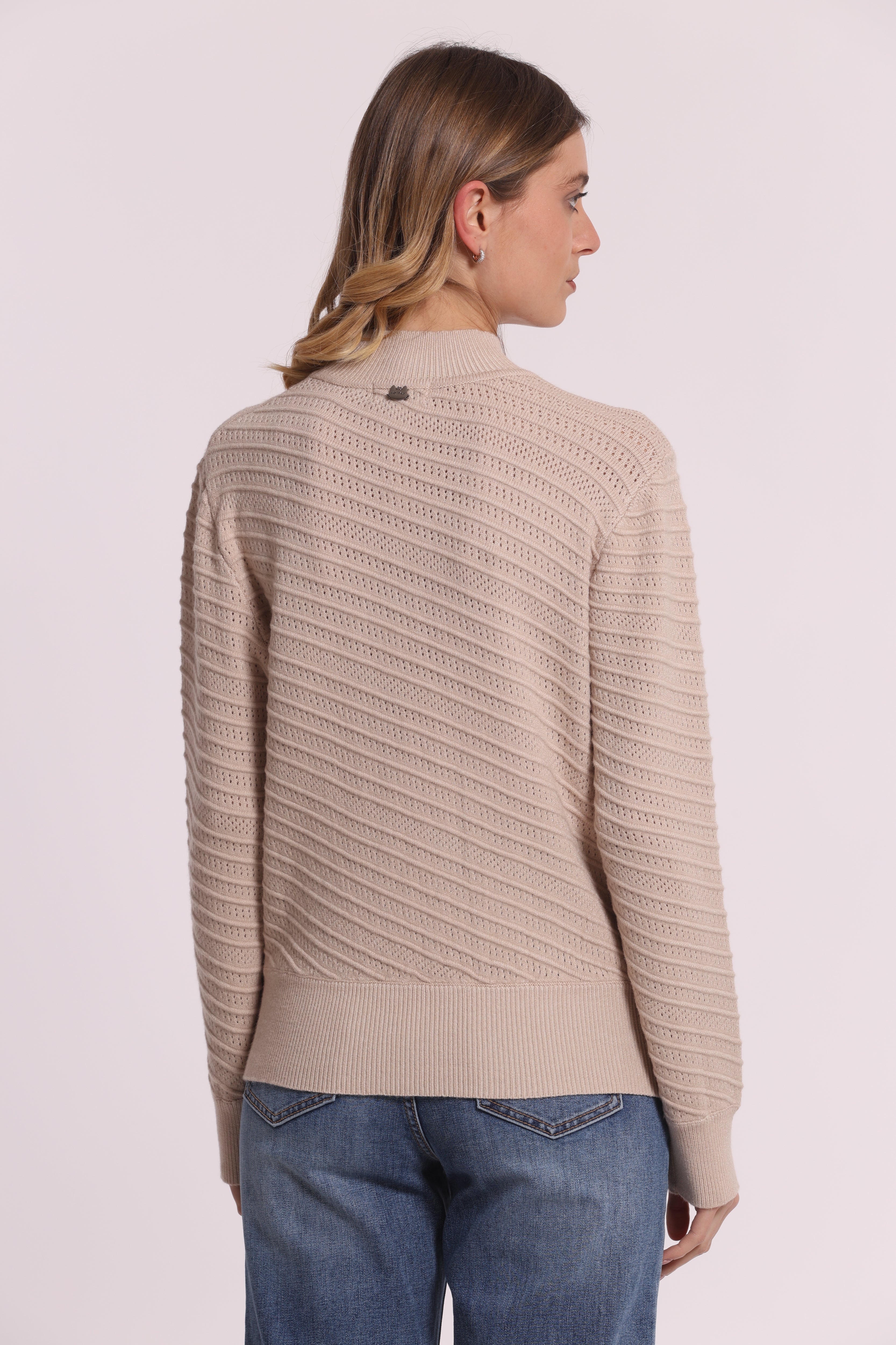 Mimi Mua maglia lupetto trama diagonale nero calda