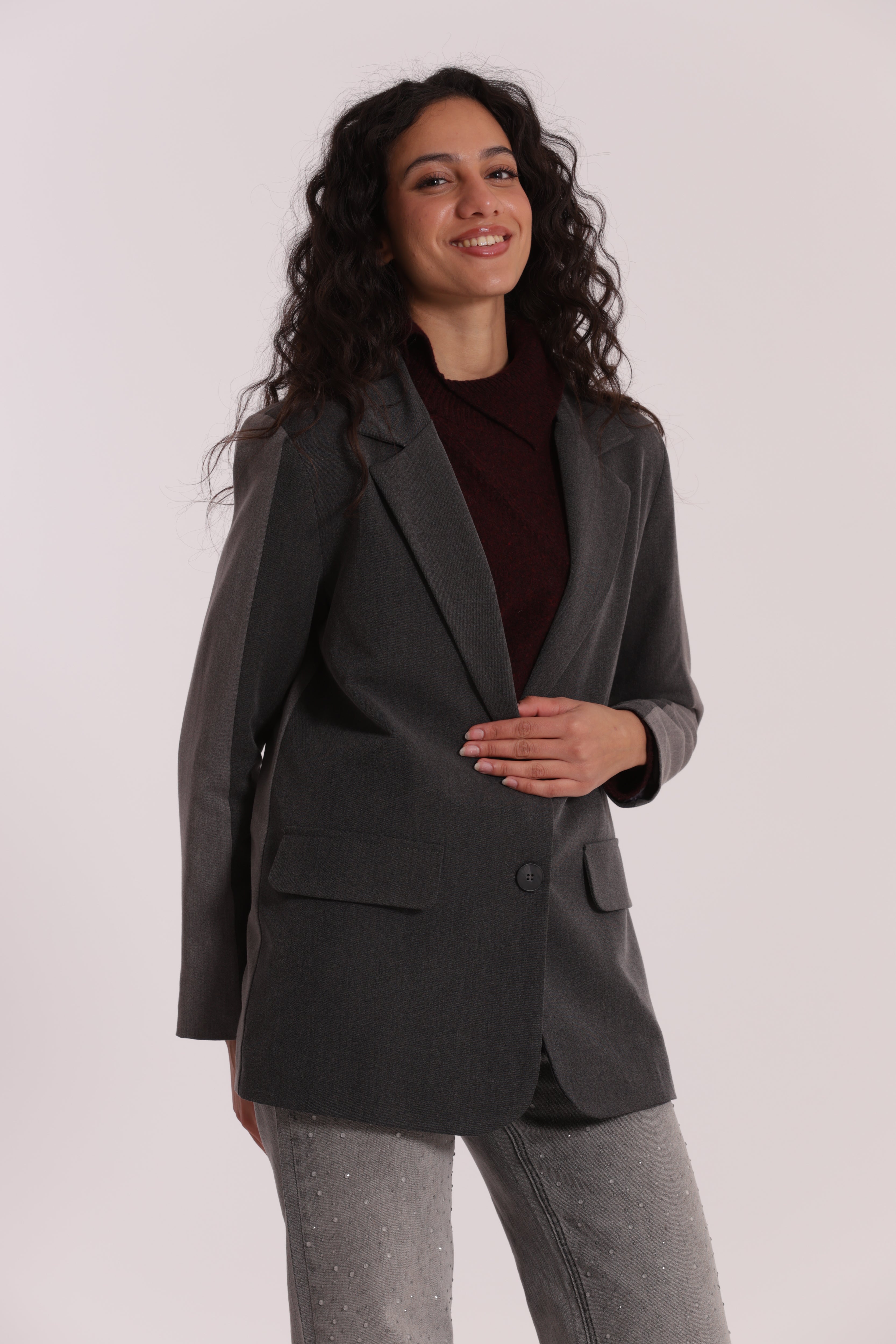 Mimi Mua Over Color Block Giacca Grigio Chiaro/Antra