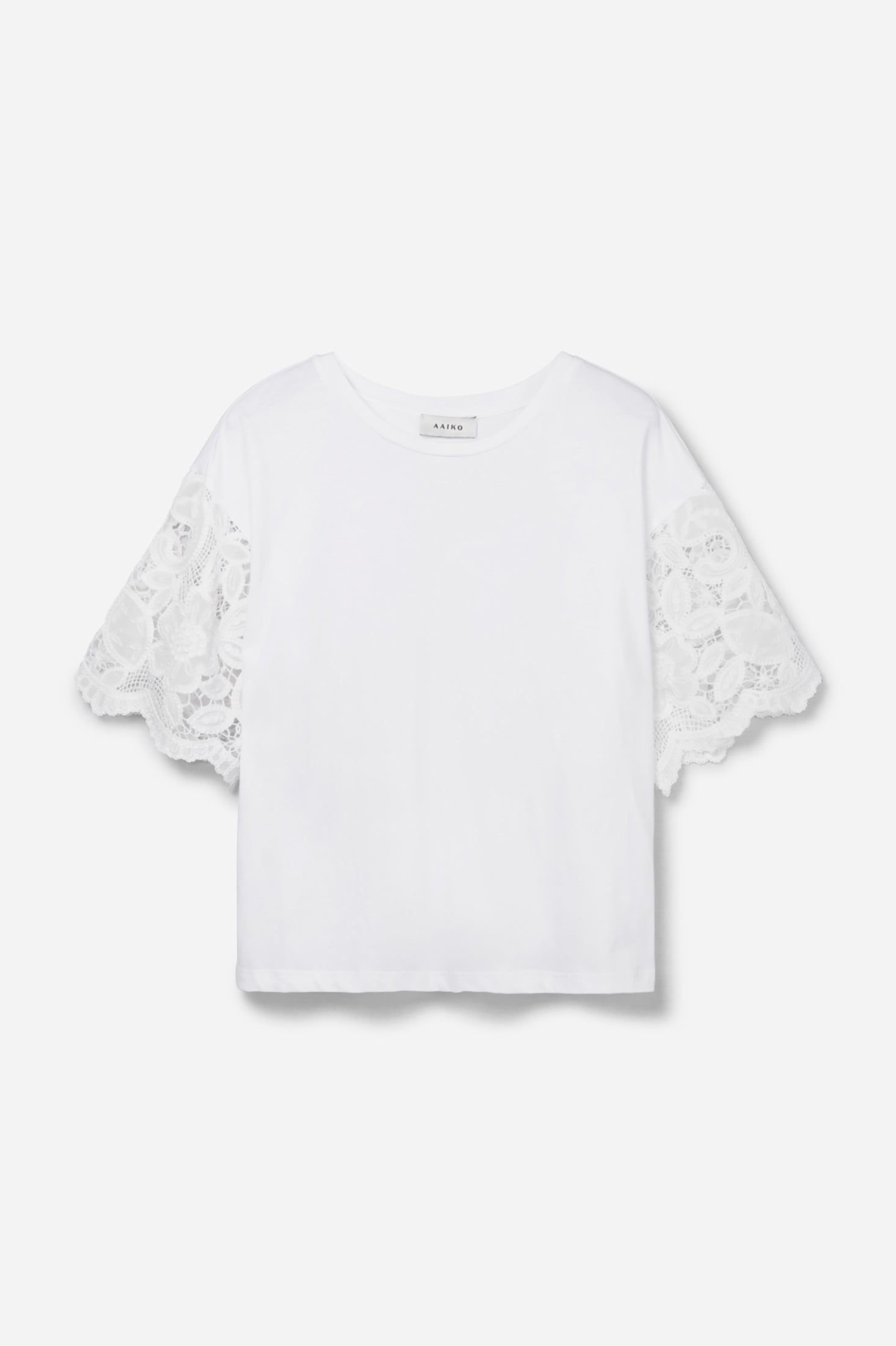 Aaiko Esther top bianco pizzo manica corta
