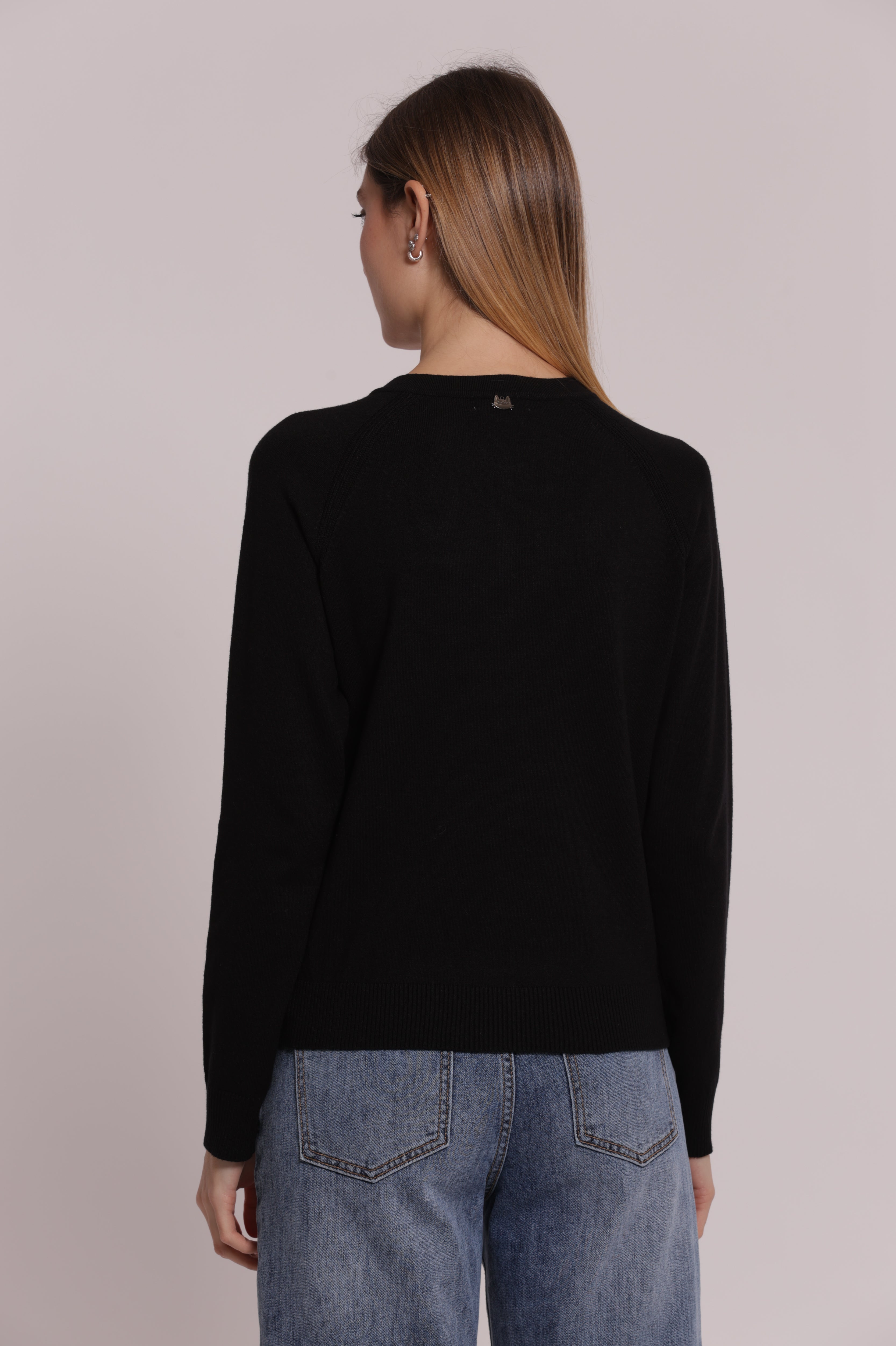 Mimi Mua Maglia Cardigan Scollo Tondo nero viscosa