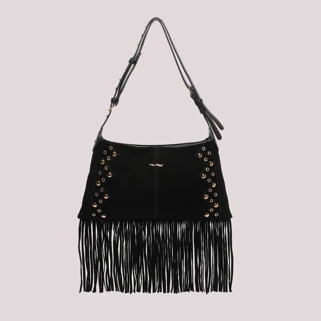 Mimi Mua Borsa Tracolla Frange Borchie Nera