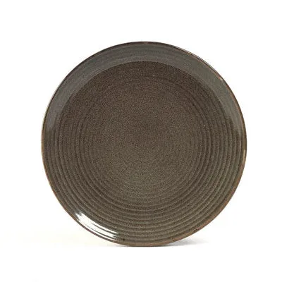 On Earth Cooperative Collection Ribbed piatto ceramica grigio