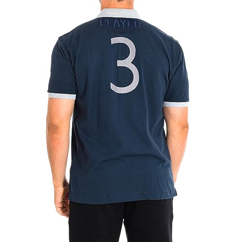 La Martina TMP600-JS316 polo uomo manica corta navy-grigio S