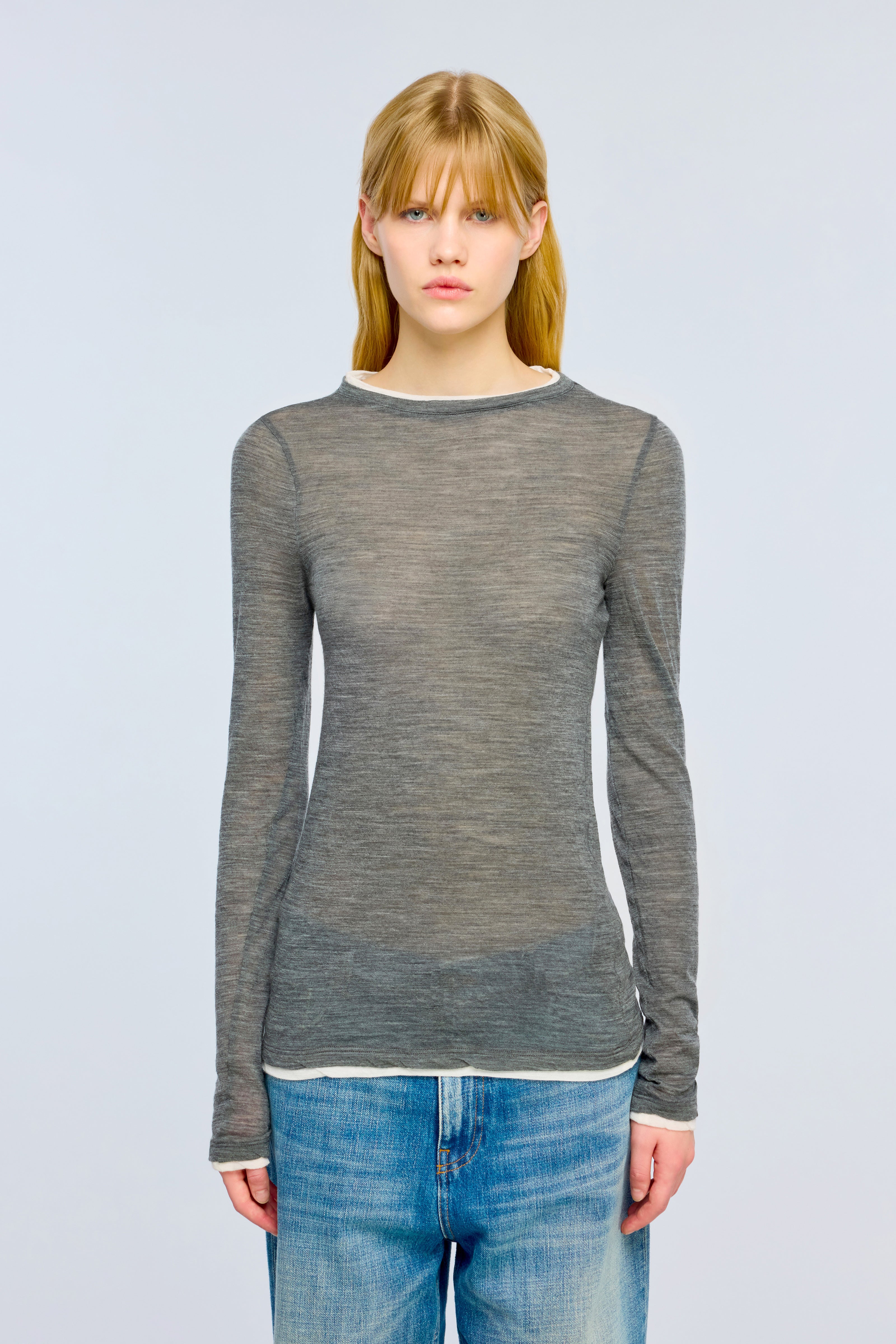 Semicouture Ellie Y6WJ32 maglia grigio medio-burro lana