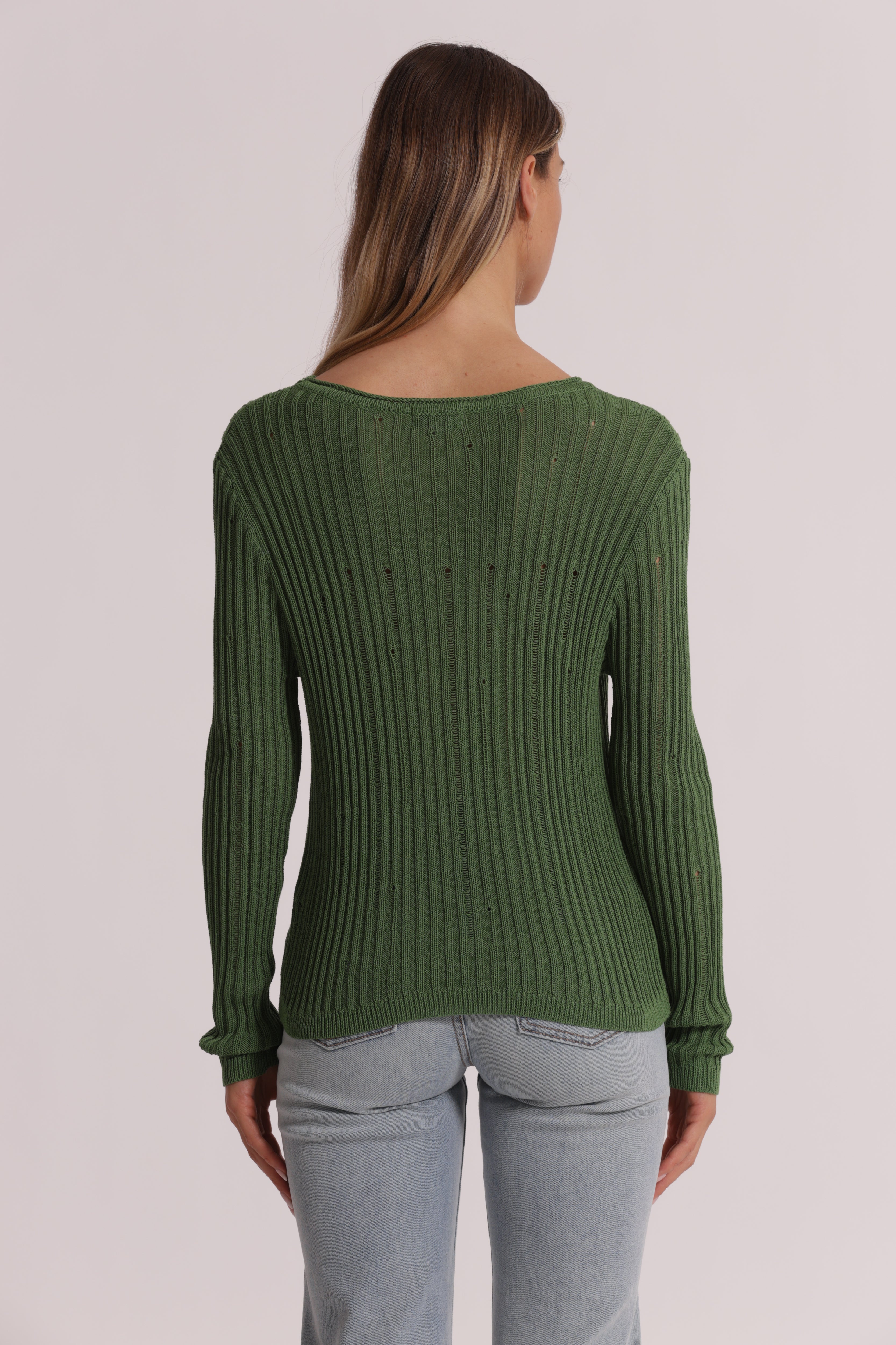 Mimi Mua Dettagli Smagliati Maglia Nero Viscosa