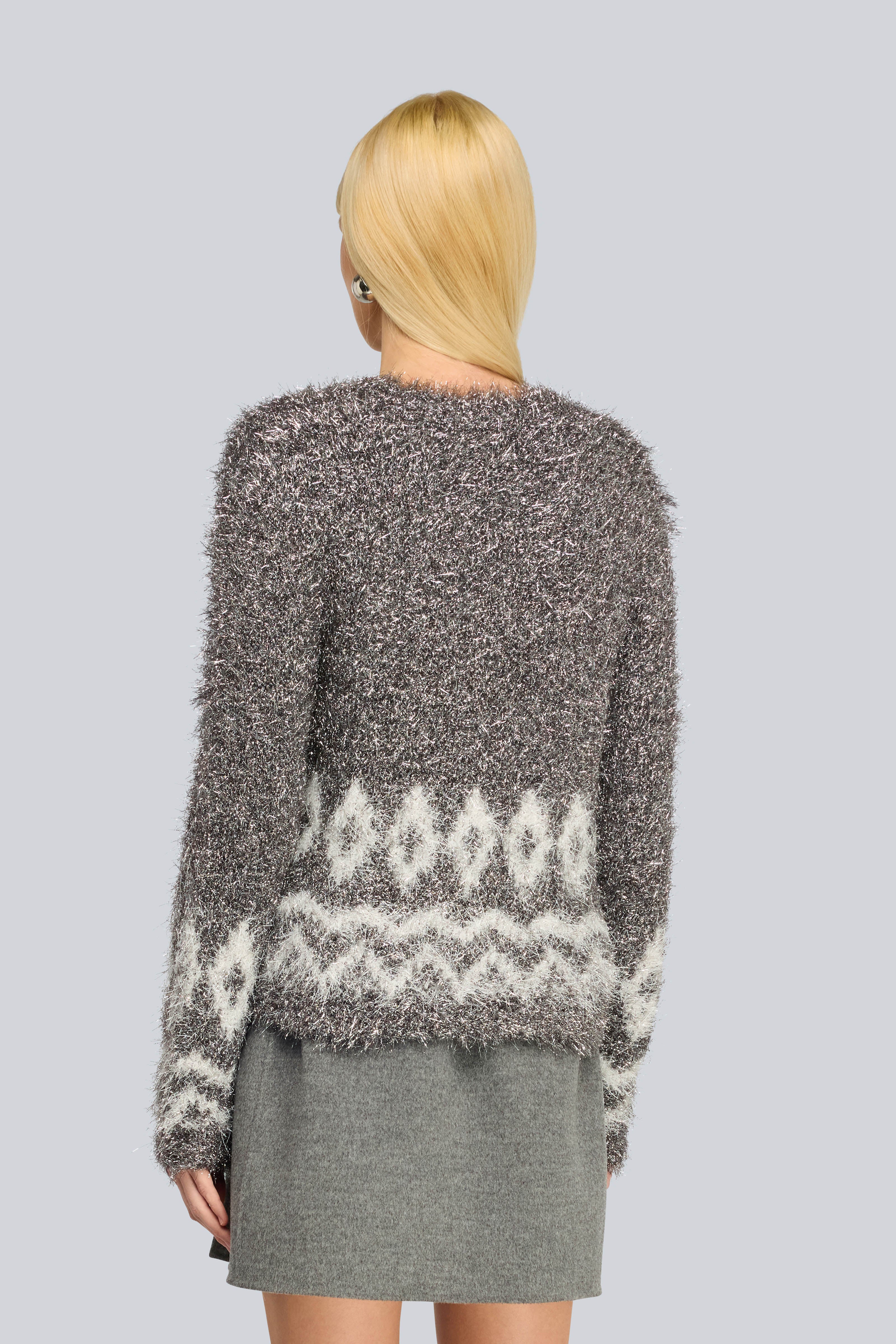 Semicouture Tisha Maglia Scollo V Jacquard Grafite