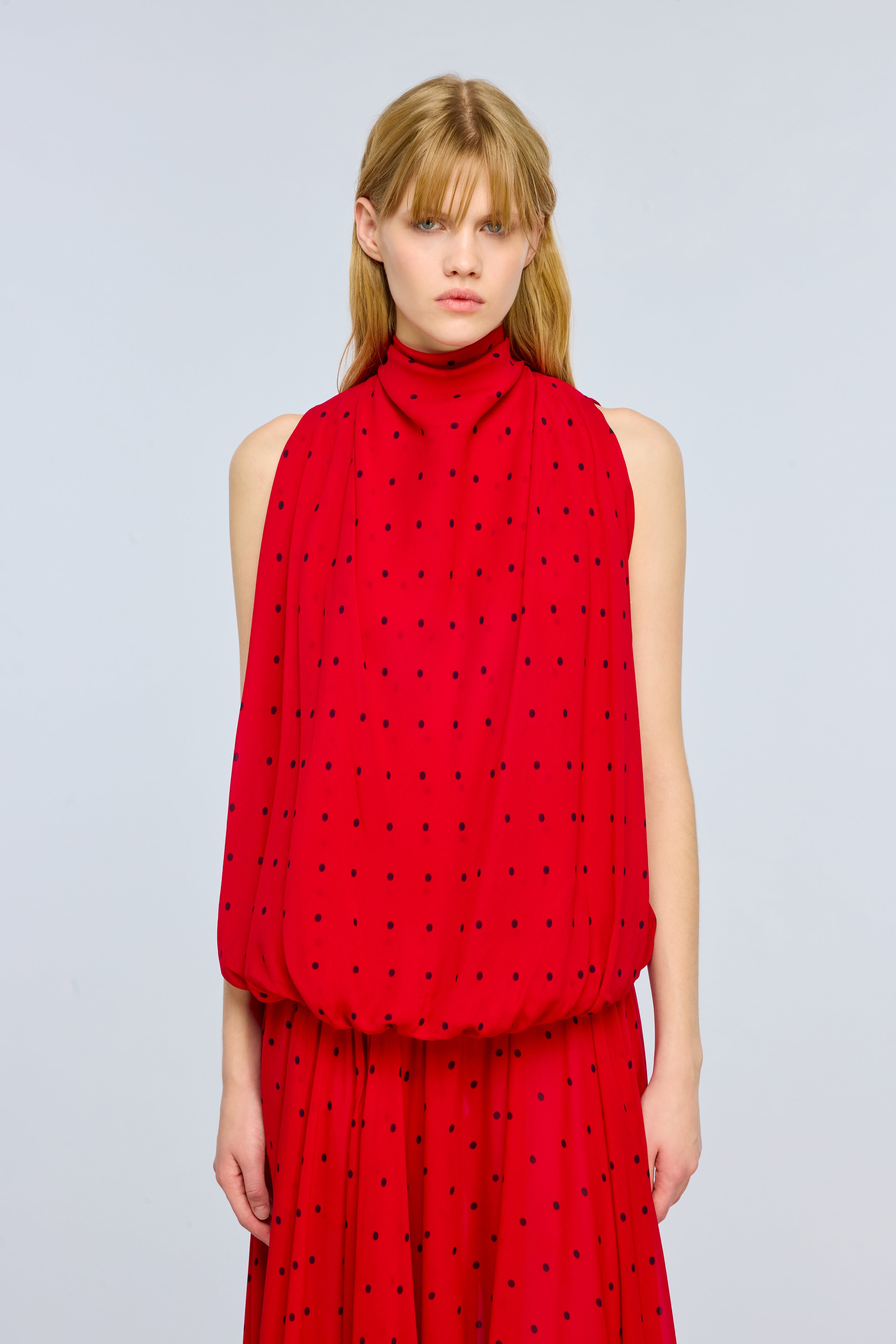 Semicouture Ginny blusa georgette pois smanicata
