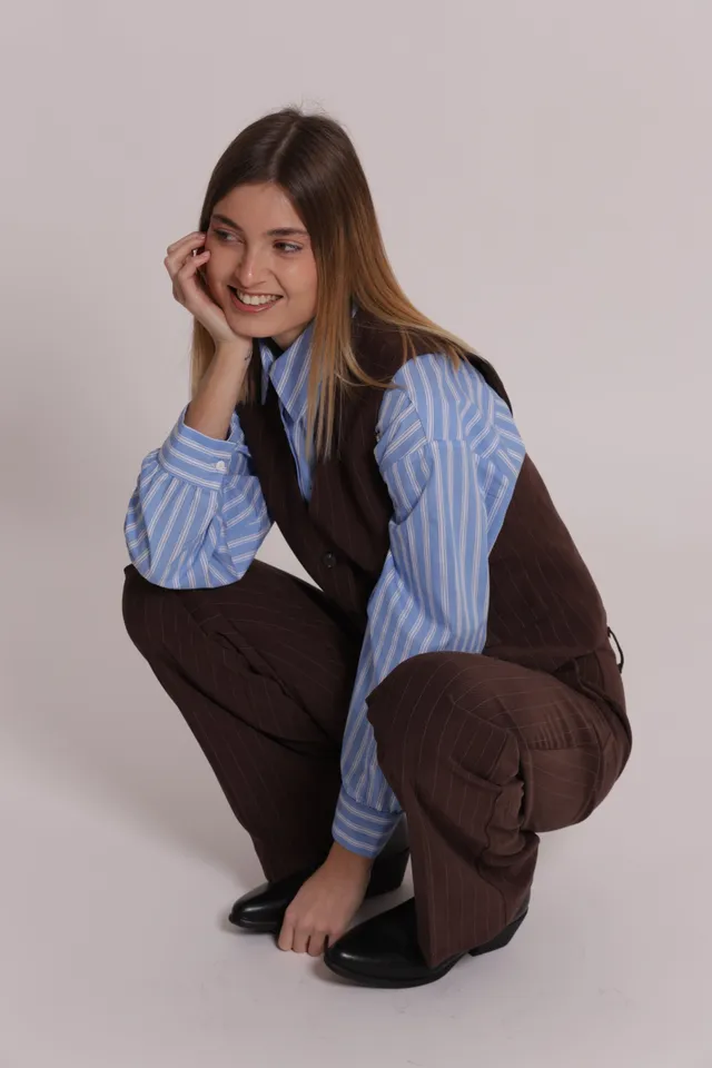 Mimi Mua Gilet Gessato moro sartoriale