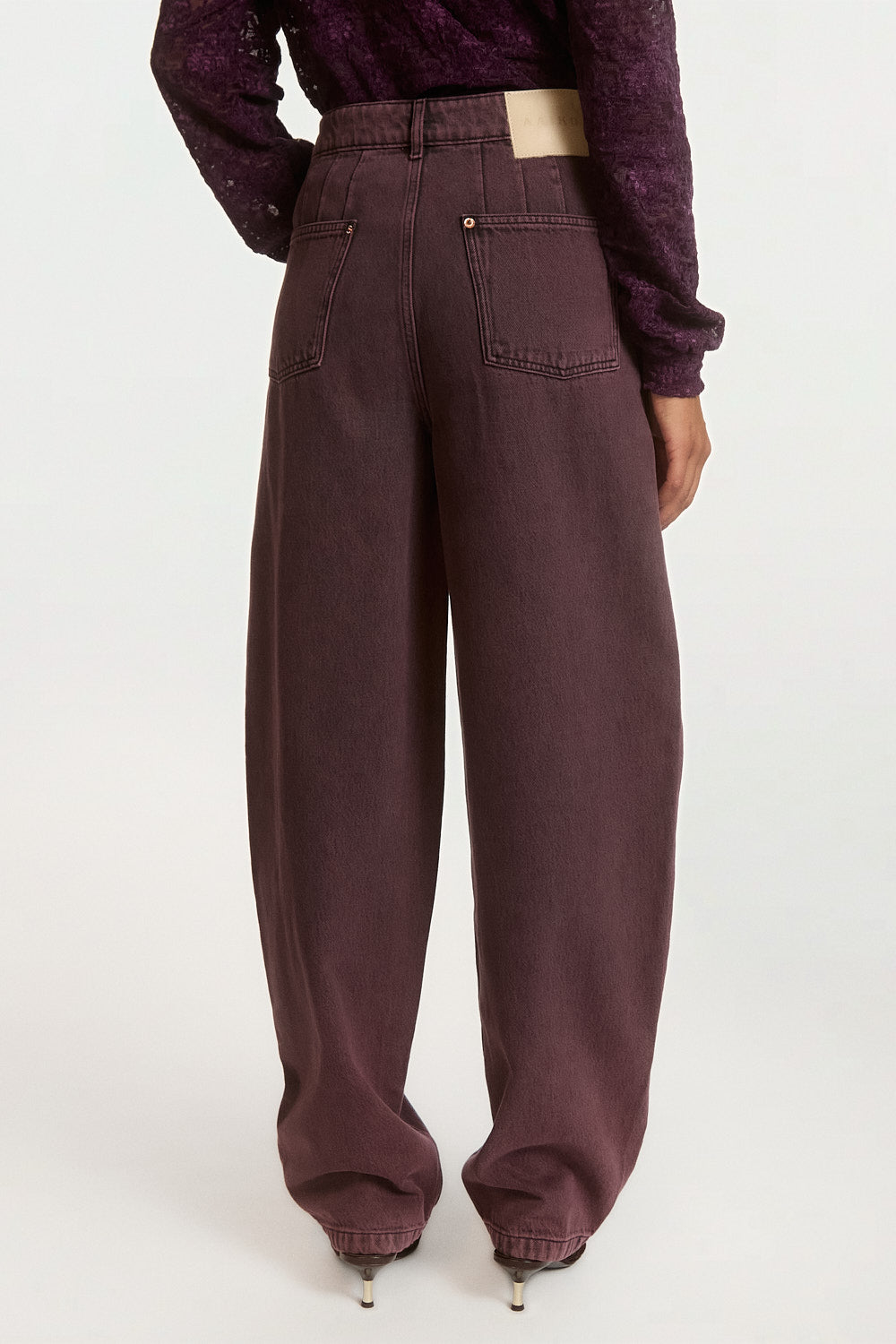 Aaiko Daley Jeans bordeaux barrel vita alta