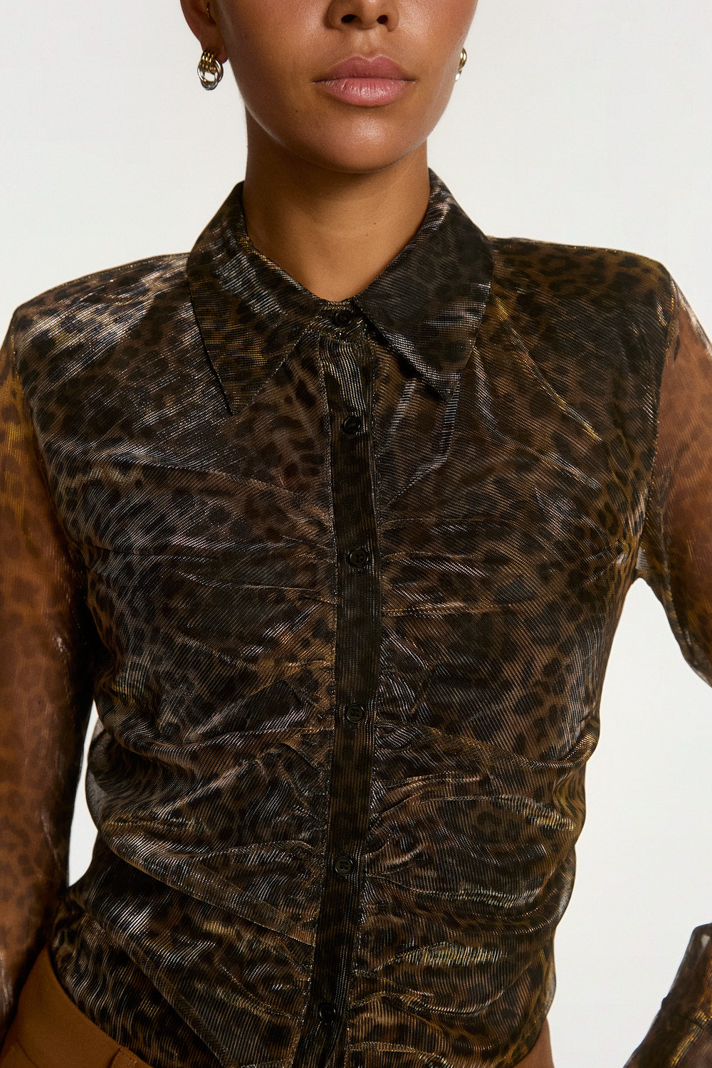 Aaiko Vigo top marrone mesh leopardato