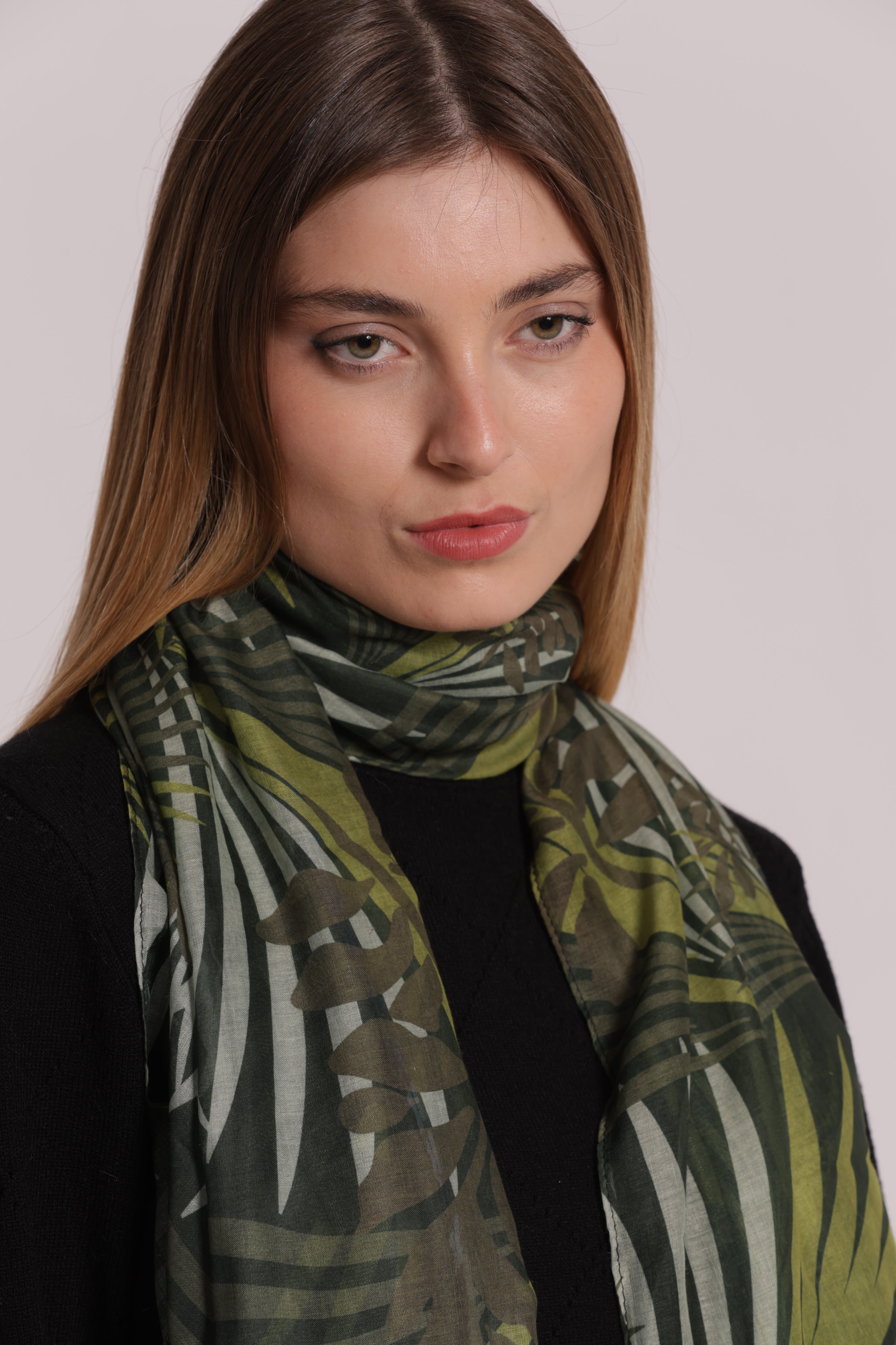 Mimi Mua Foulard Palme Foglia 180x80 Verde