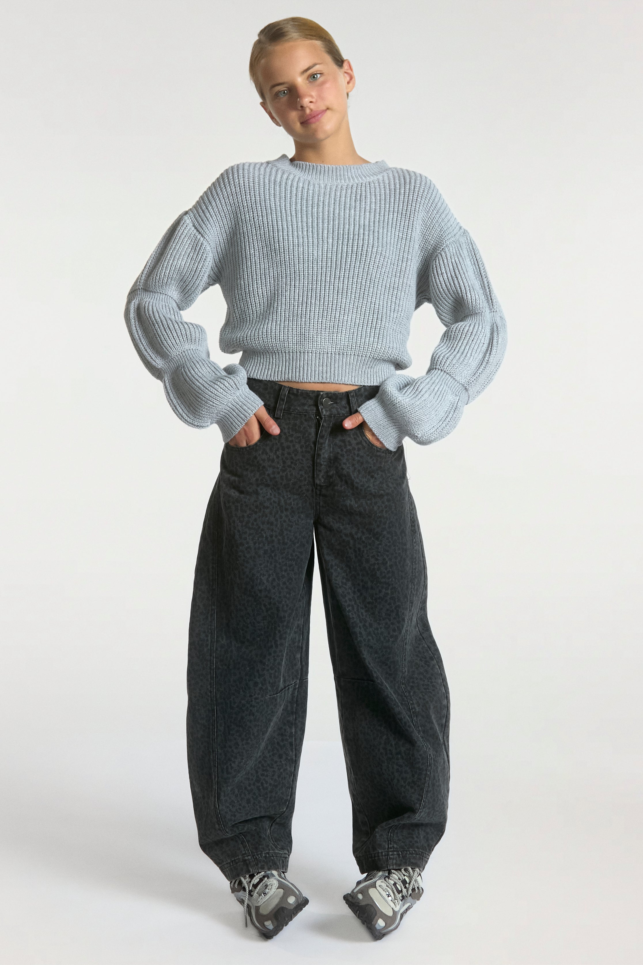 Aaiko Alor maglione grigio melange bambina