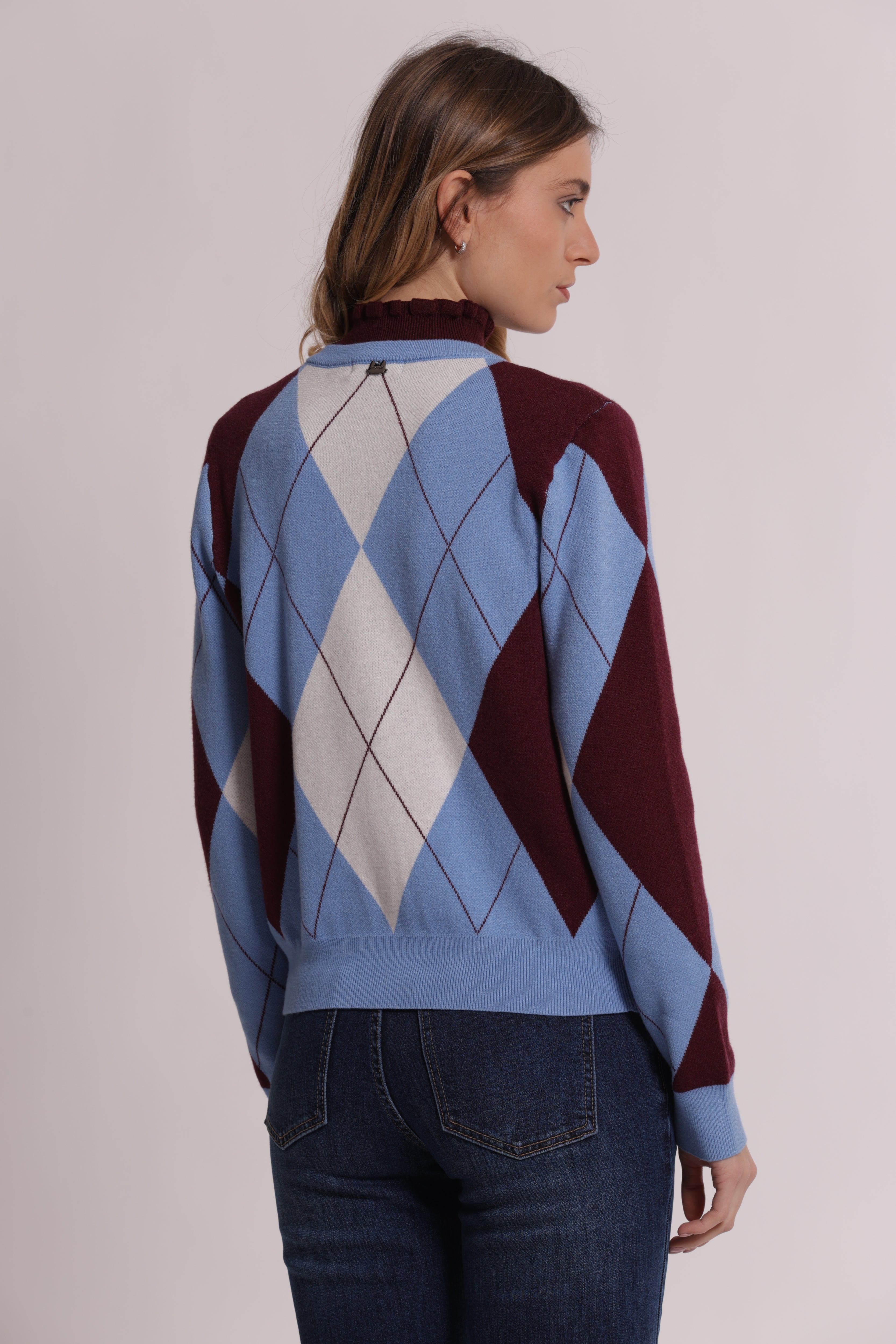 Mimi Mua Cardigan Geometrico Bottoni Gioiello Maglia