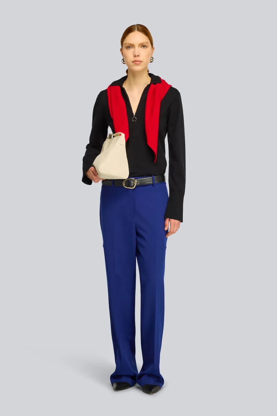 Semicouture Nora pantalone nero lana pettinata