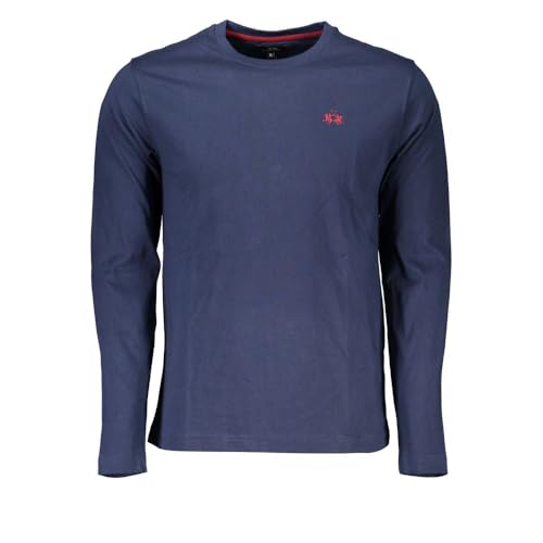 La Martina Regal Blue Maglia Uomo Cotone Blu Ricamata