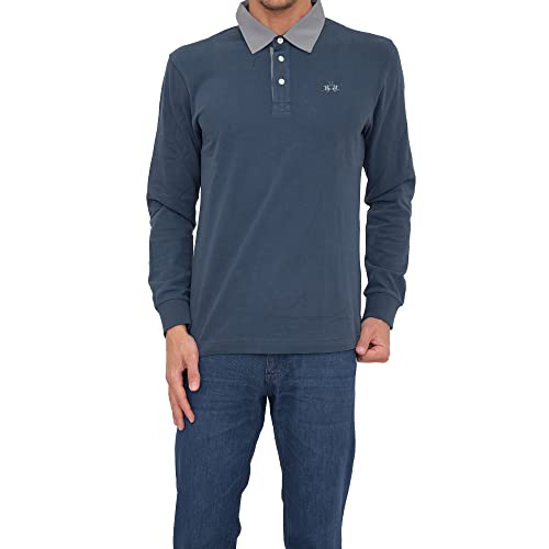 La Martina Heavy Jersey polo uomo manica lunga blu