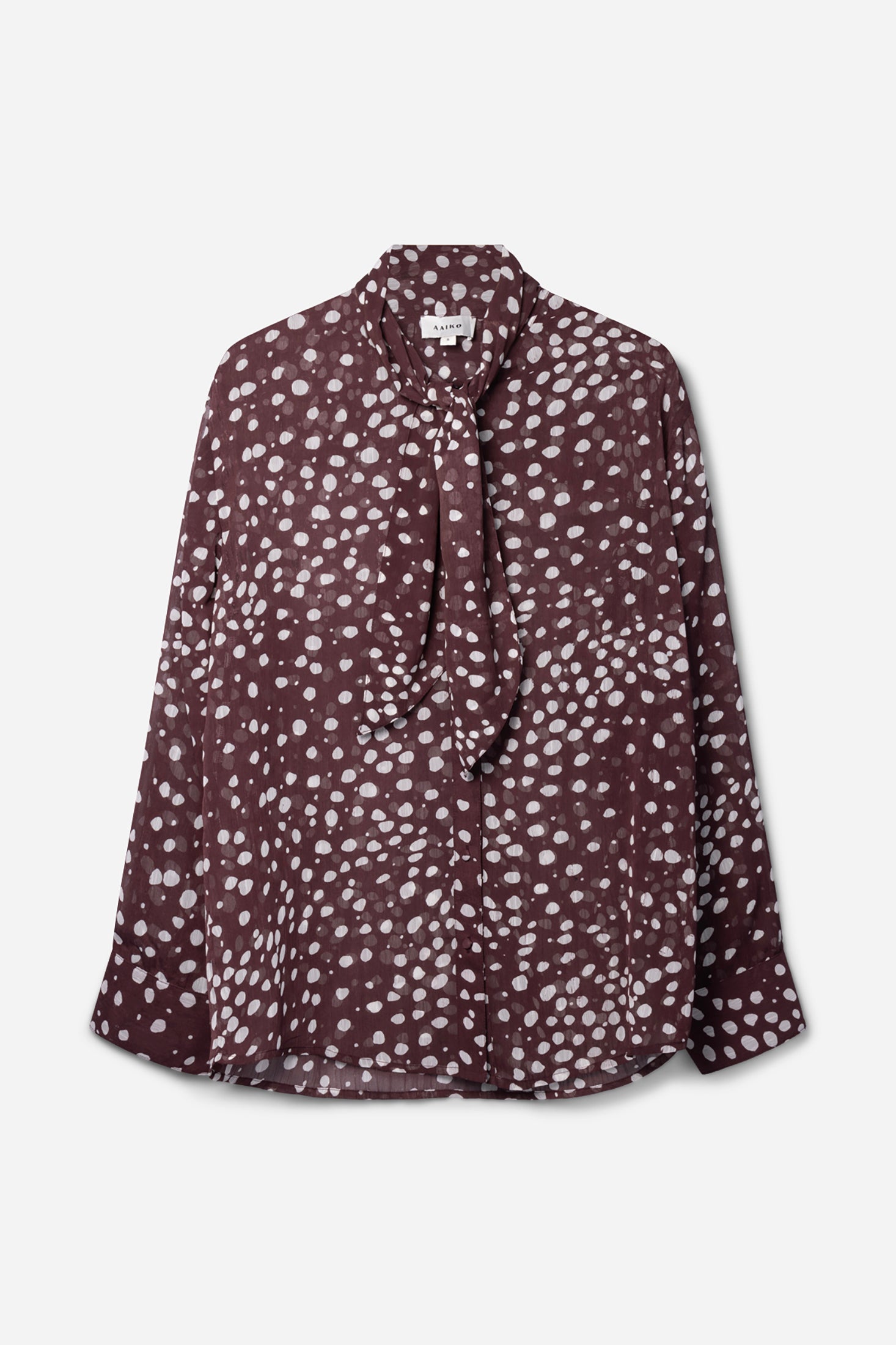 Aaiko Janesse camicetta bordeaux pois collo annodato