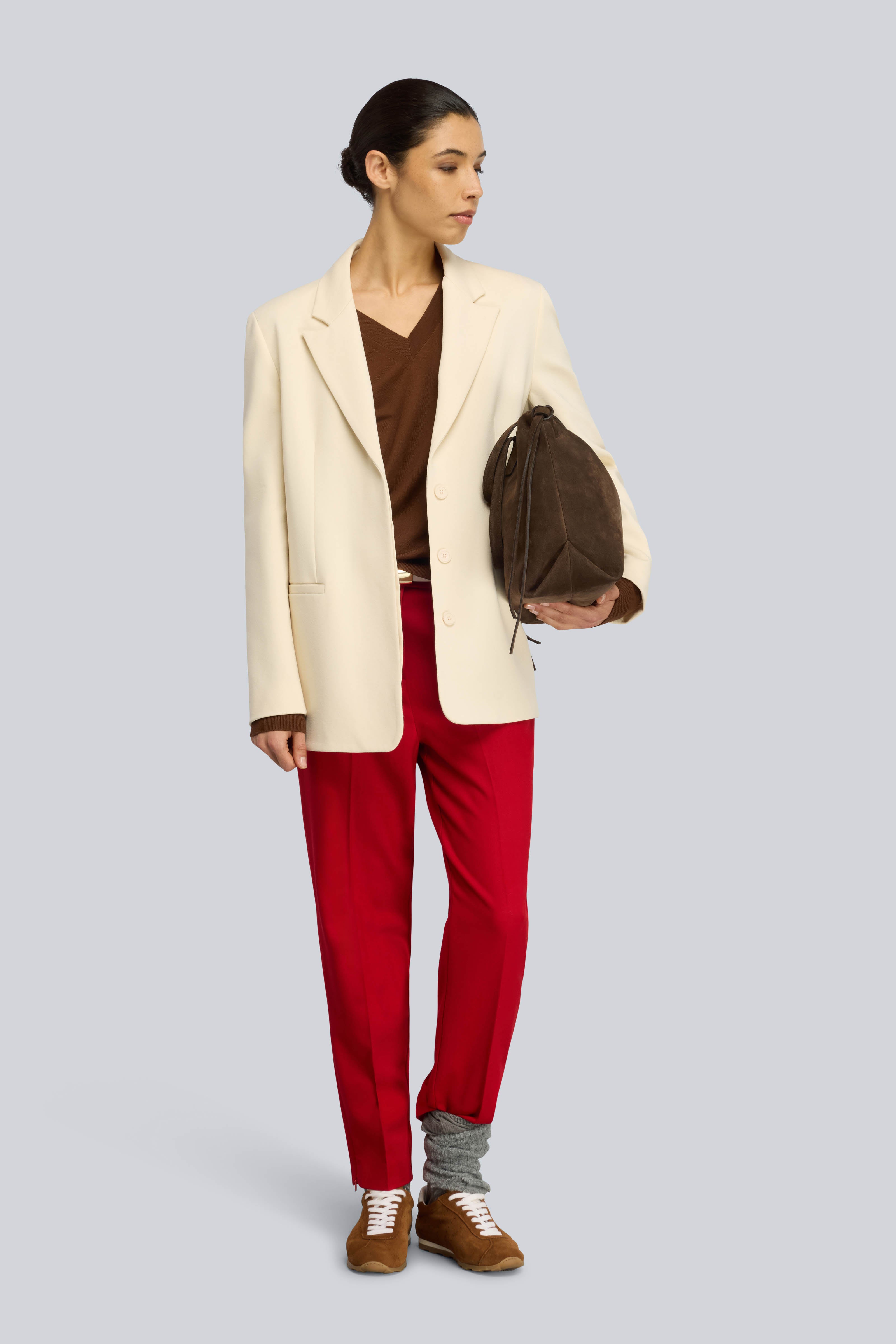 Semicouture Traci S6WI23 pantalone flanella rosso lacca