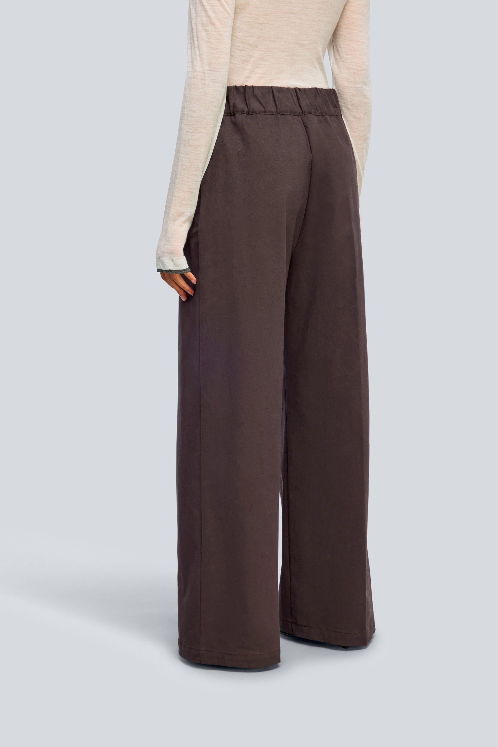 Semicouture Jhonny Y6WO26 pantalone gabardina moka gamba ampia