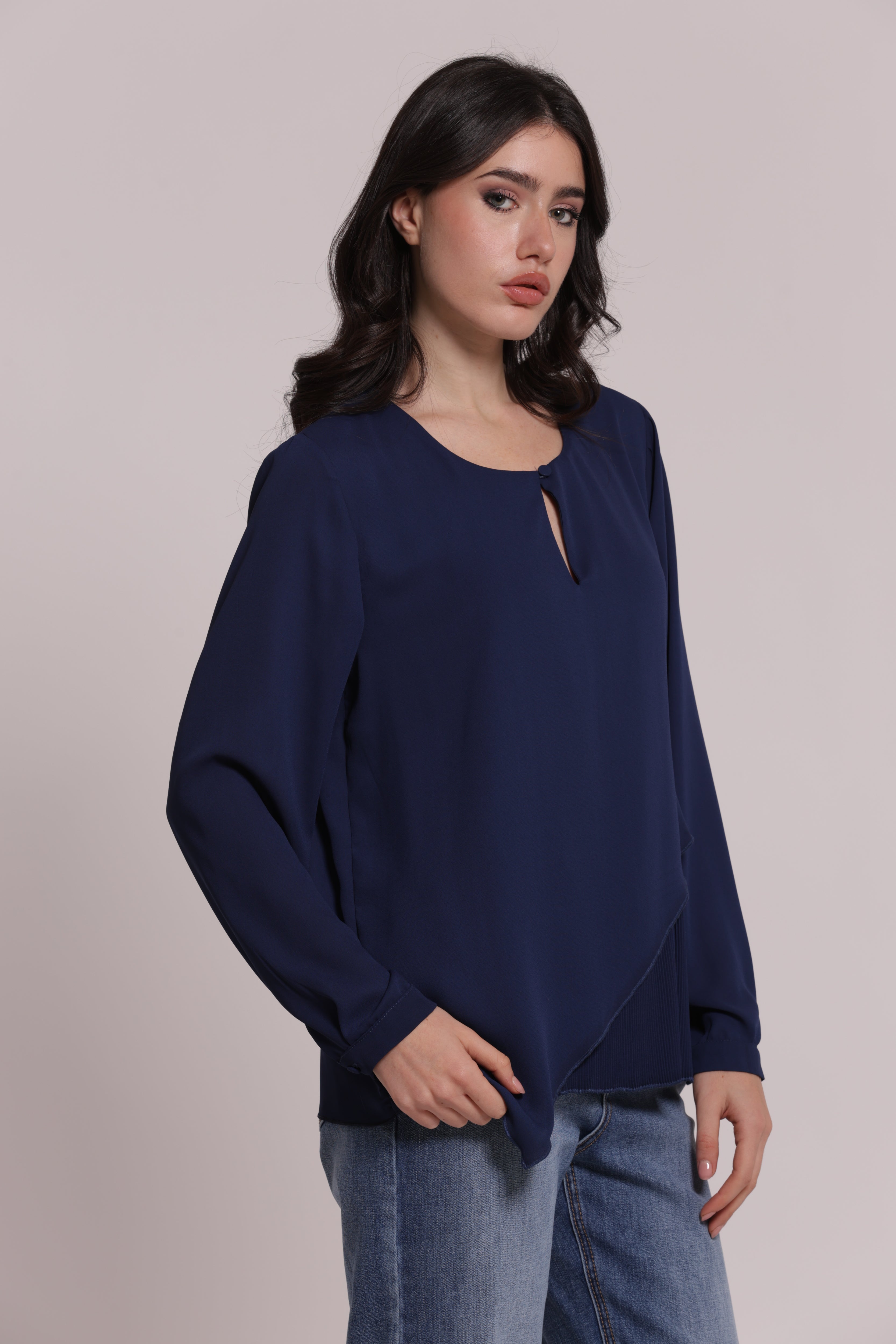 Mimi Mua Blusa Apertura Frontale Diagonale blusa