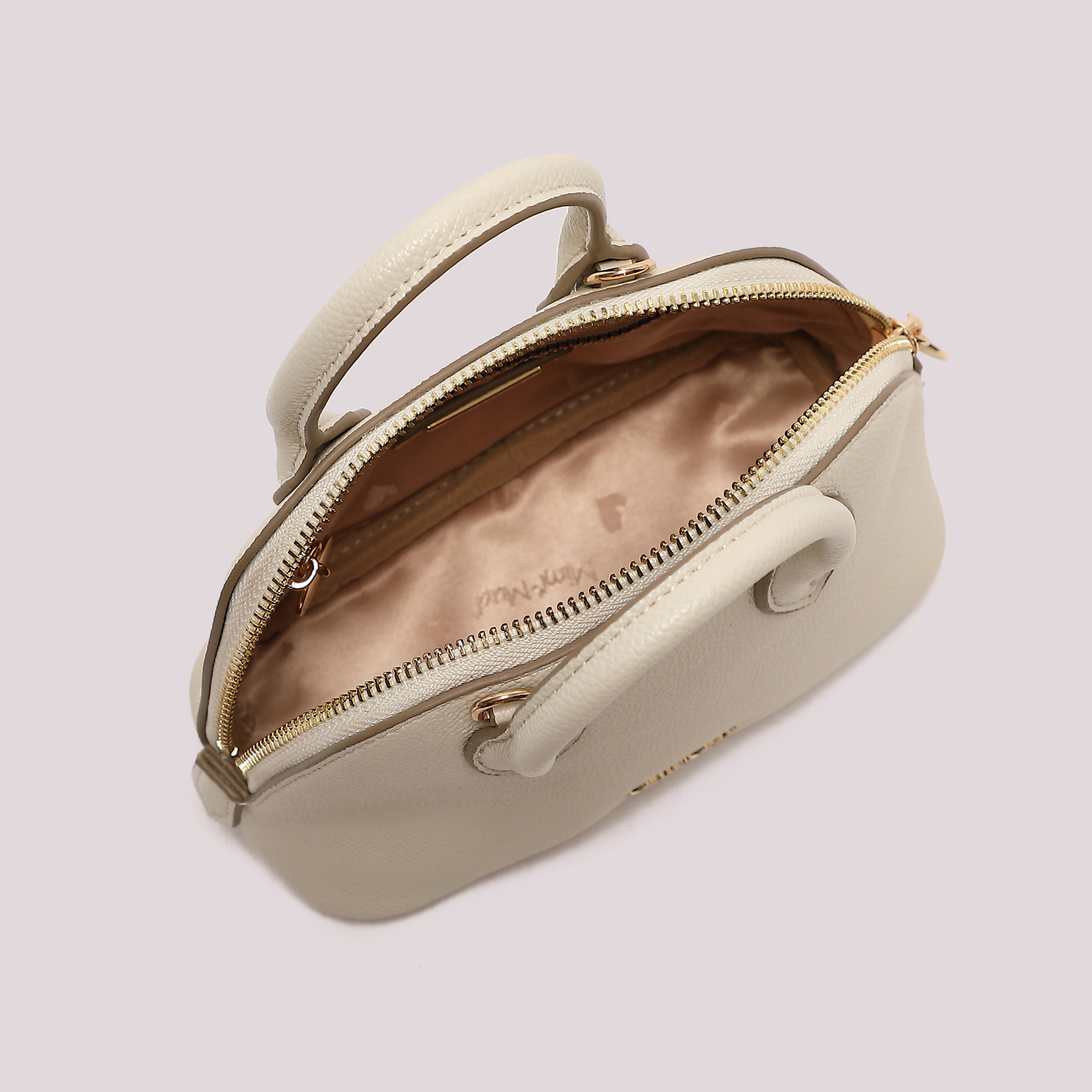 Mimi Mua Borsa Piccola a Tracolla con Manici Panna Ecopelle