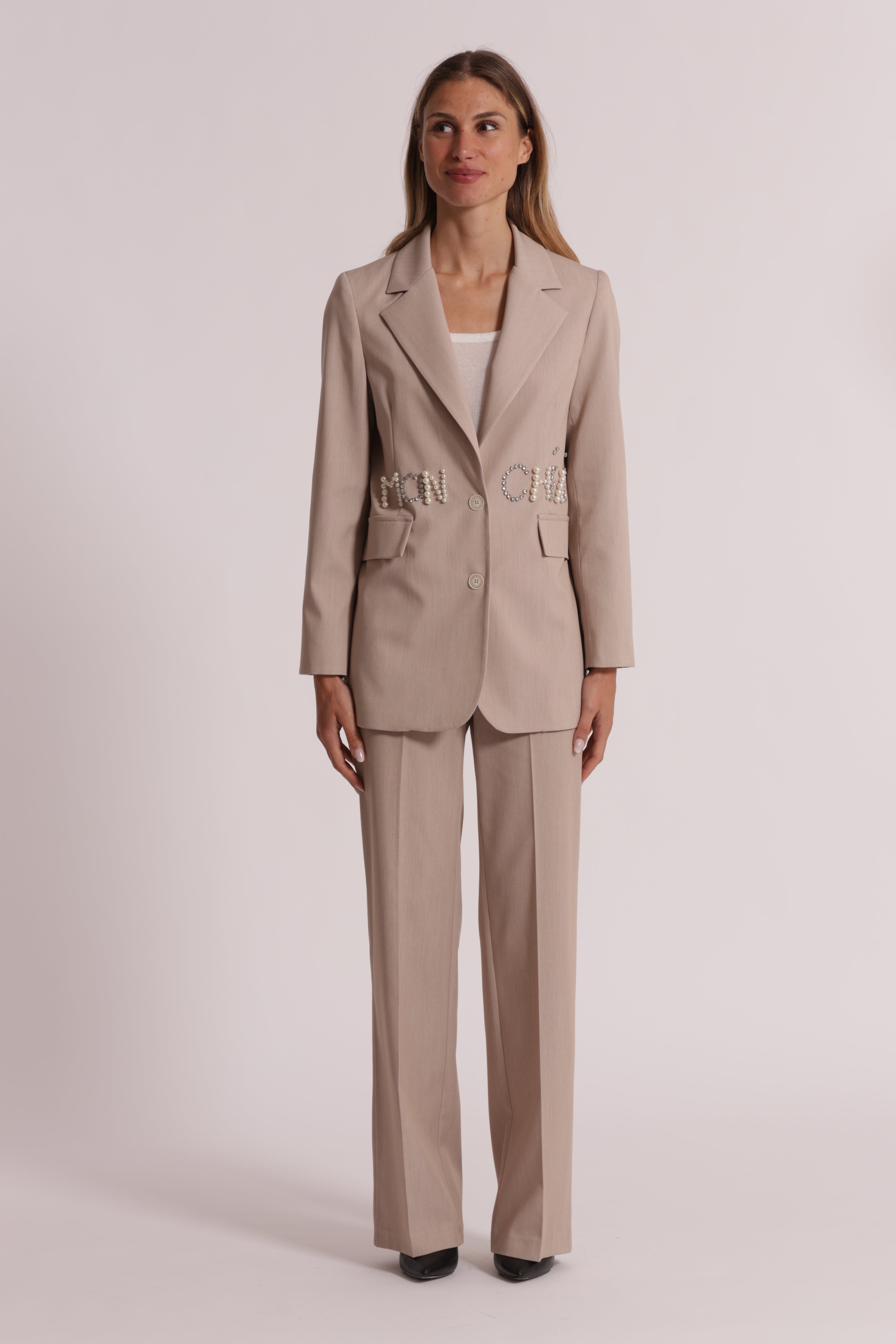 Mimi Mua Palazzo Elastico Manofredda Pantalone Latte