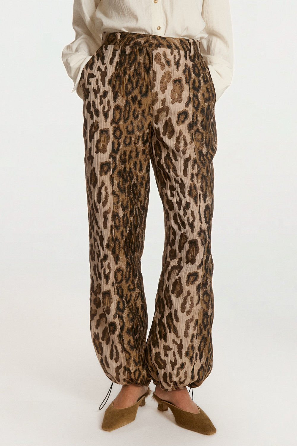 Aaiko Jet pantaloni animalier marrone lucido