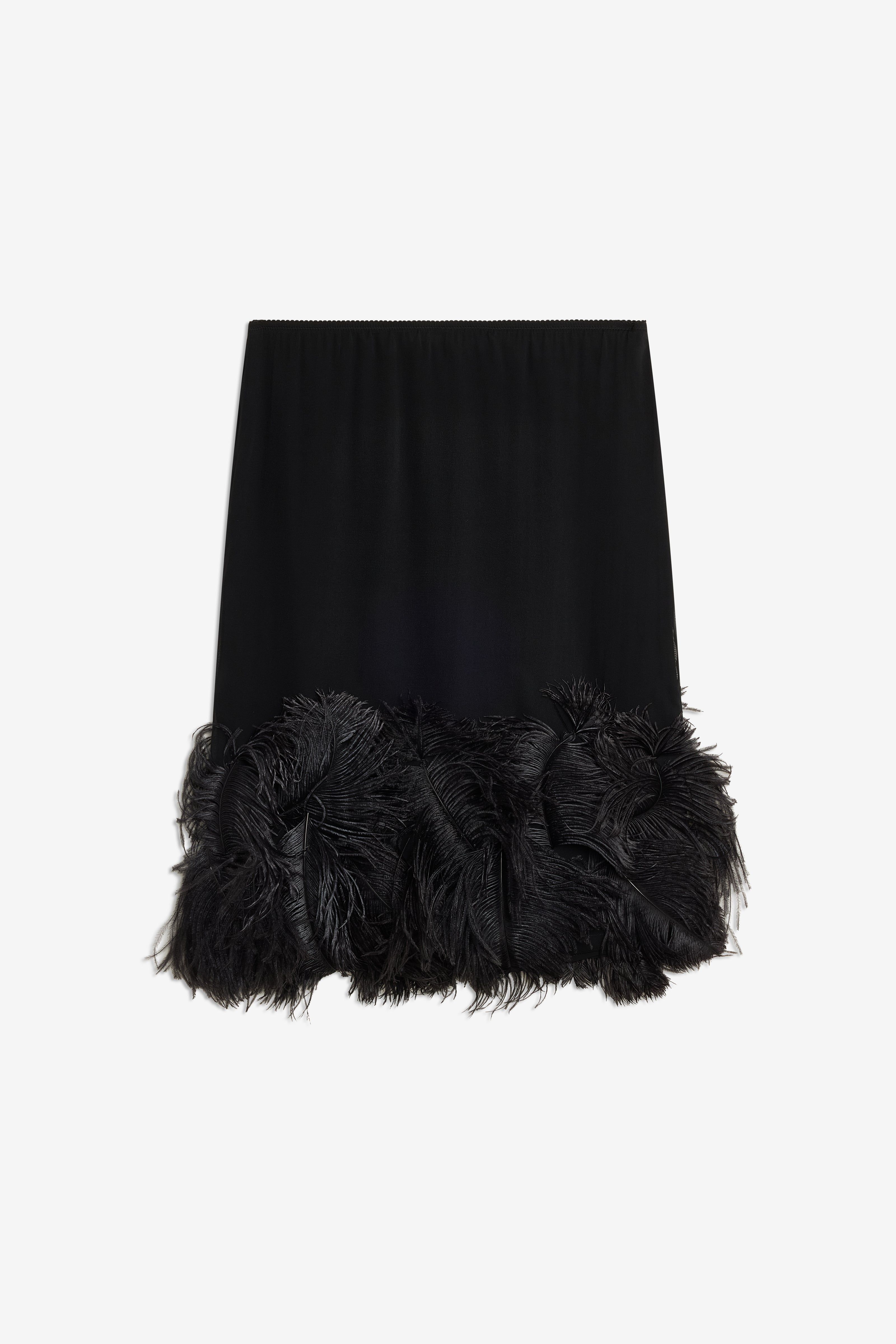 Semicouture Quanna gonna georgette nera piume