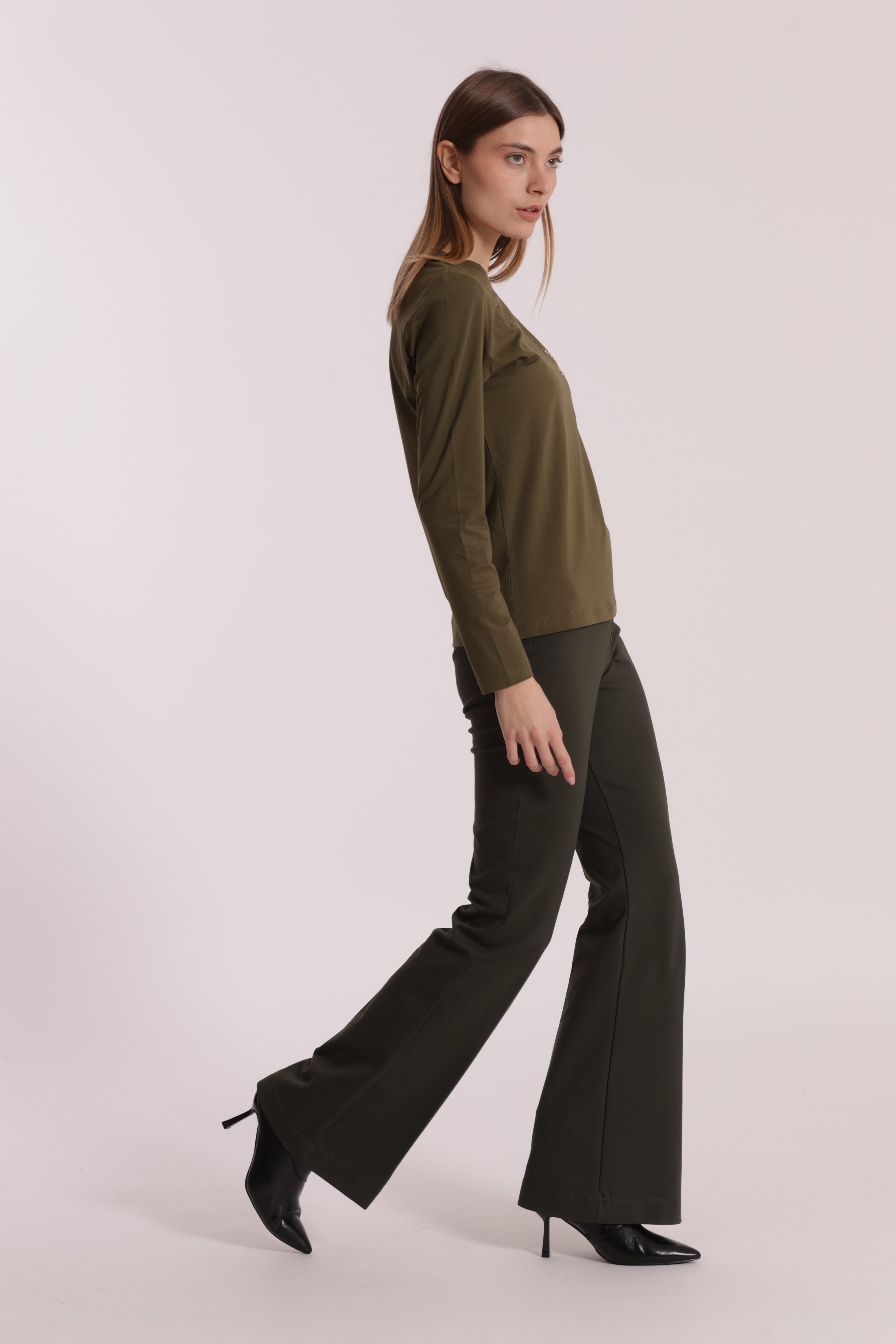 Mimi Mua Pantalone Flare Punto Milano nero