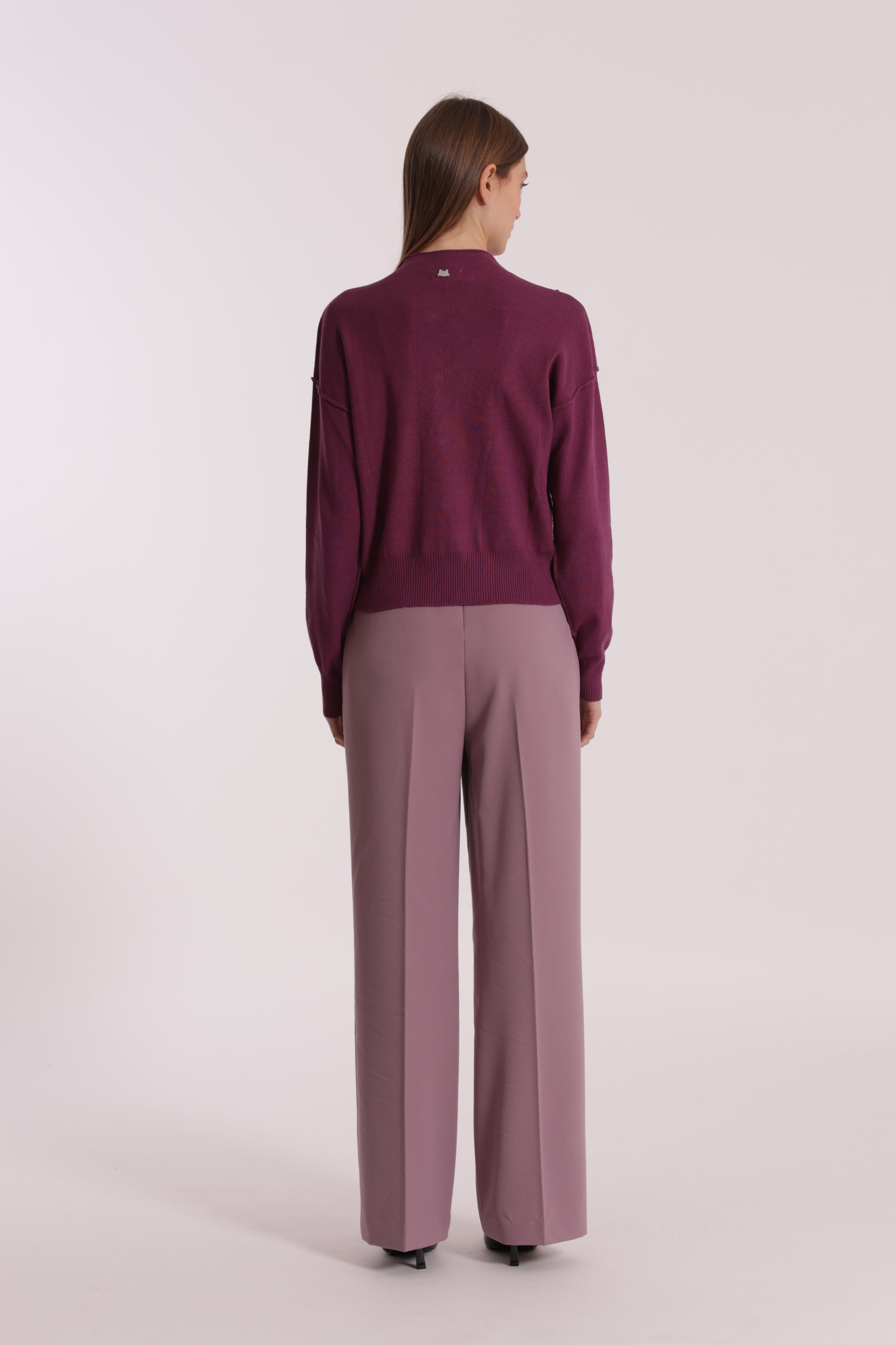 Mimi Mua Pantalone Palazzo Elastico Dietro Nero Polyviscosa