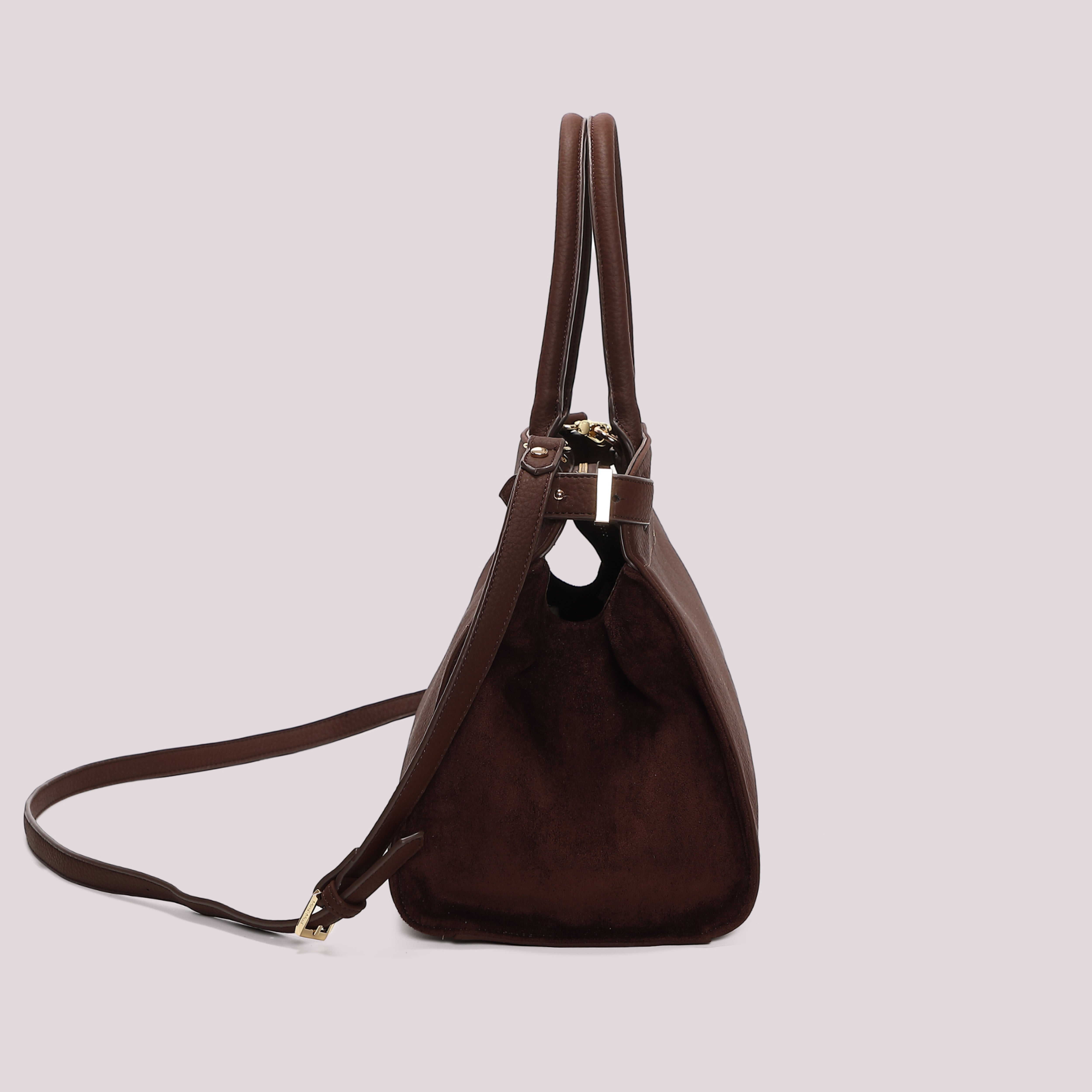 Mimi Mua borsa shopping con fianchi effetto camoscio nera