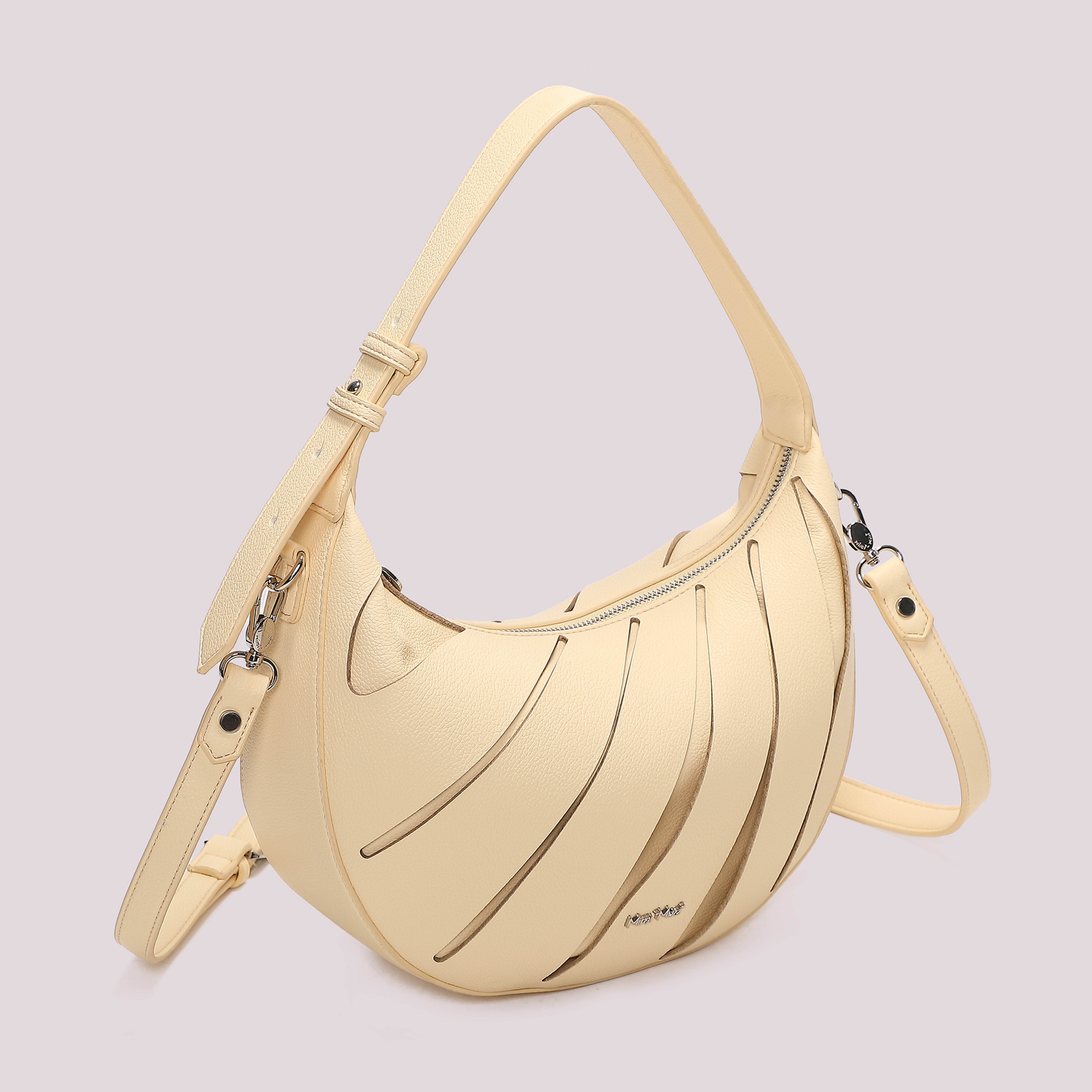 Mimi Mua Borsa Hobo Tagli Diagonali Panna