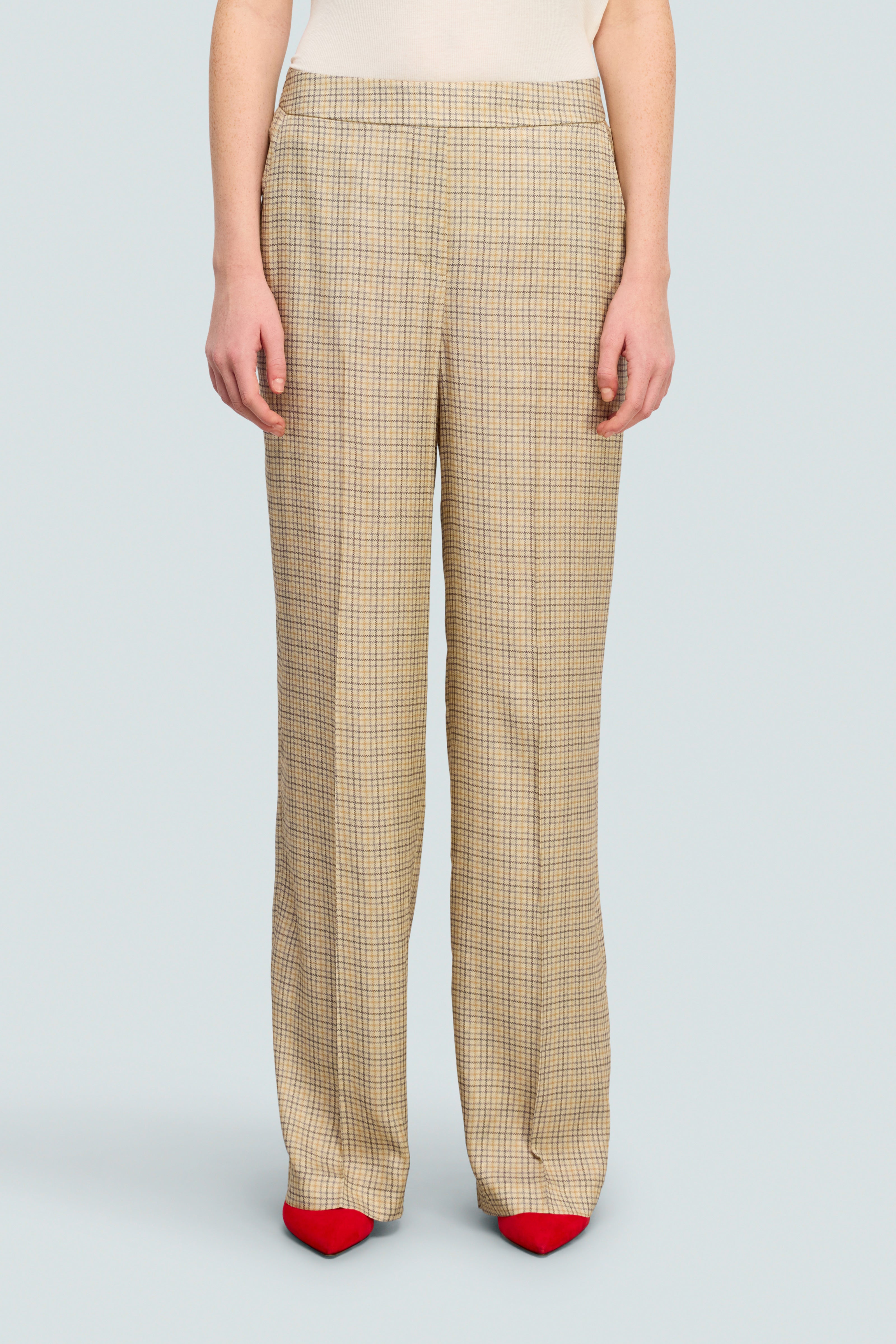 Semicouture Judie Y6WS27 pantalone check crusca dritto