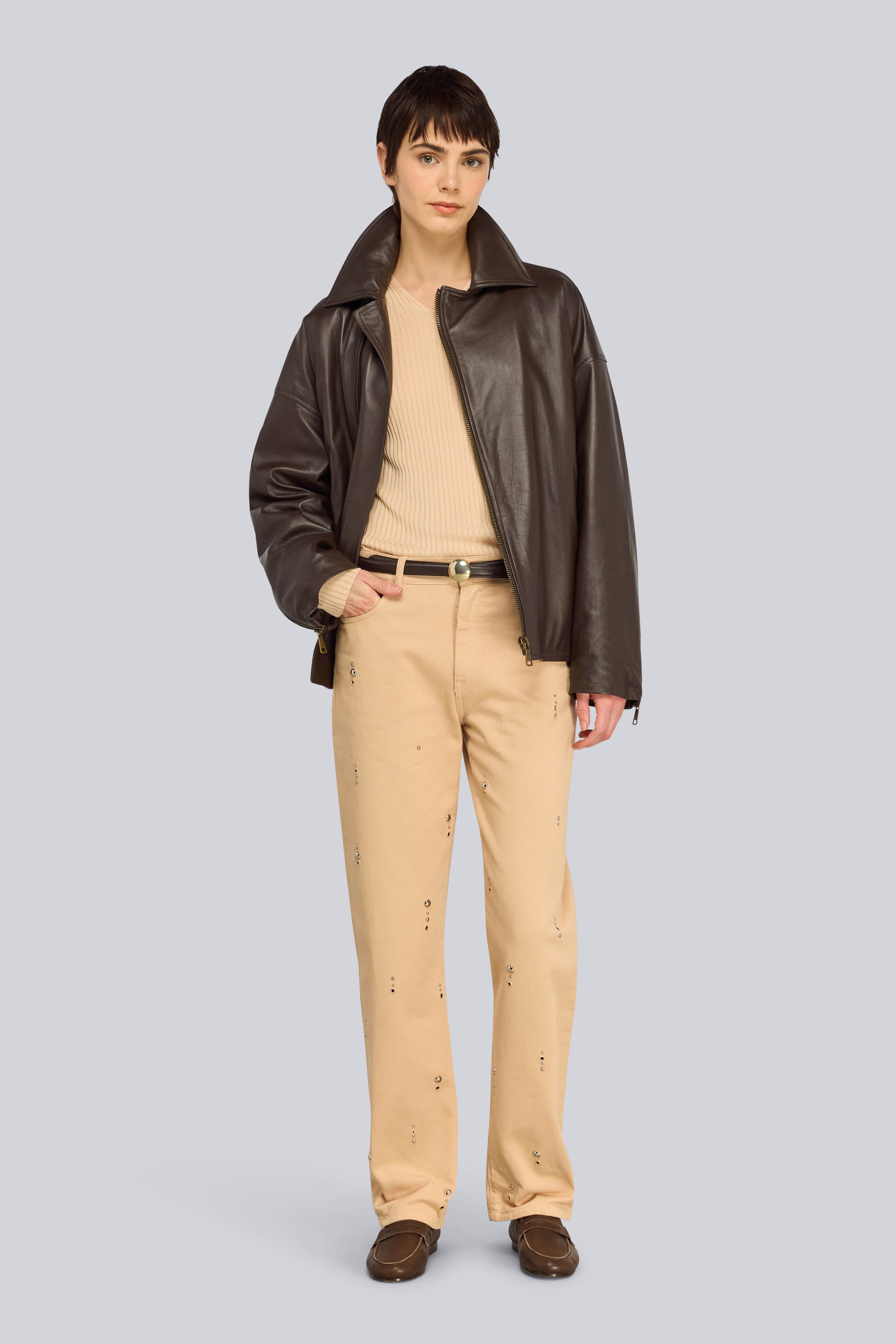 Semicouture Lally S6WC51 maglia cammello misto seta