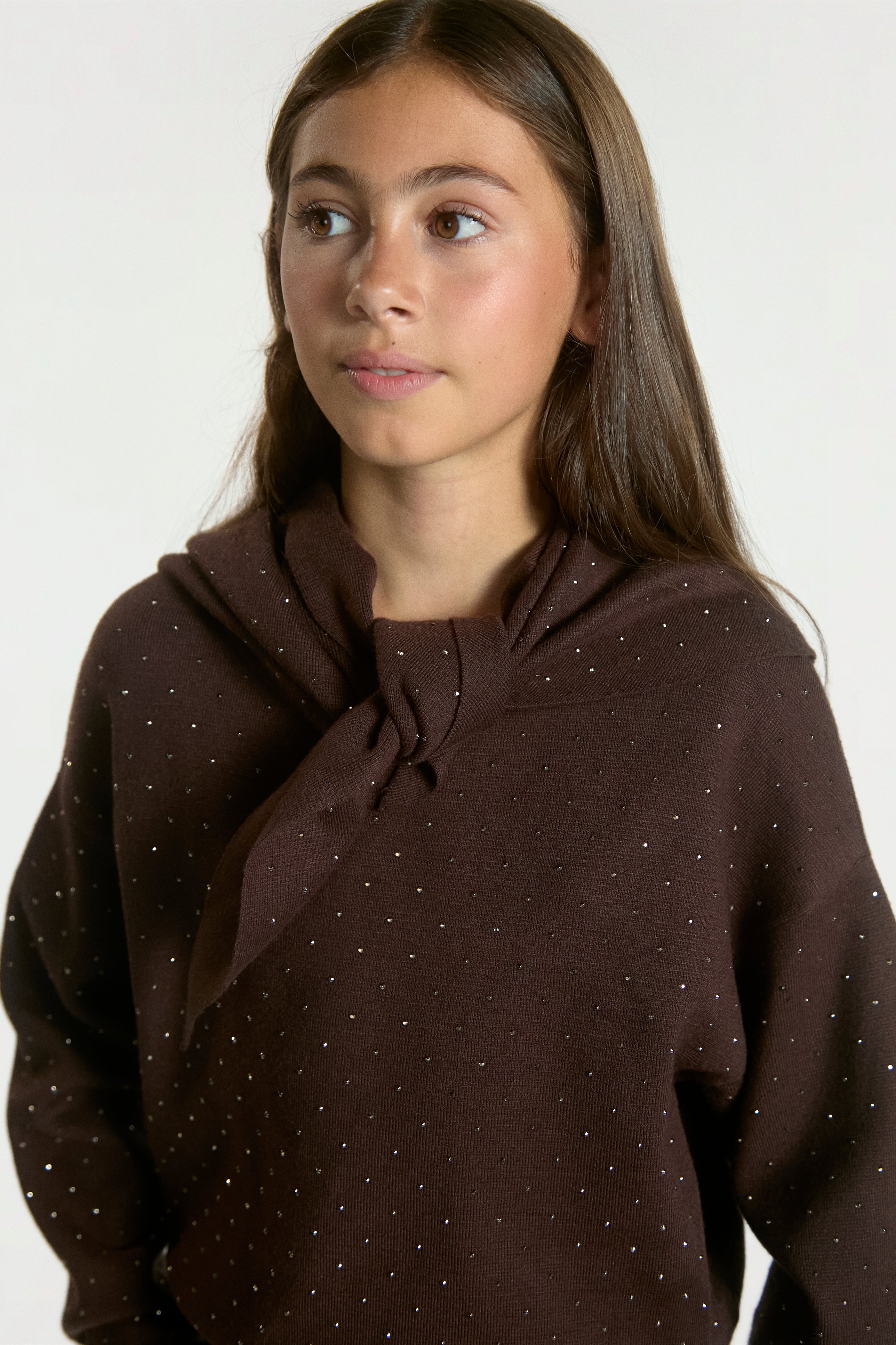Aaiko Saren maglione marrone corto con lurex