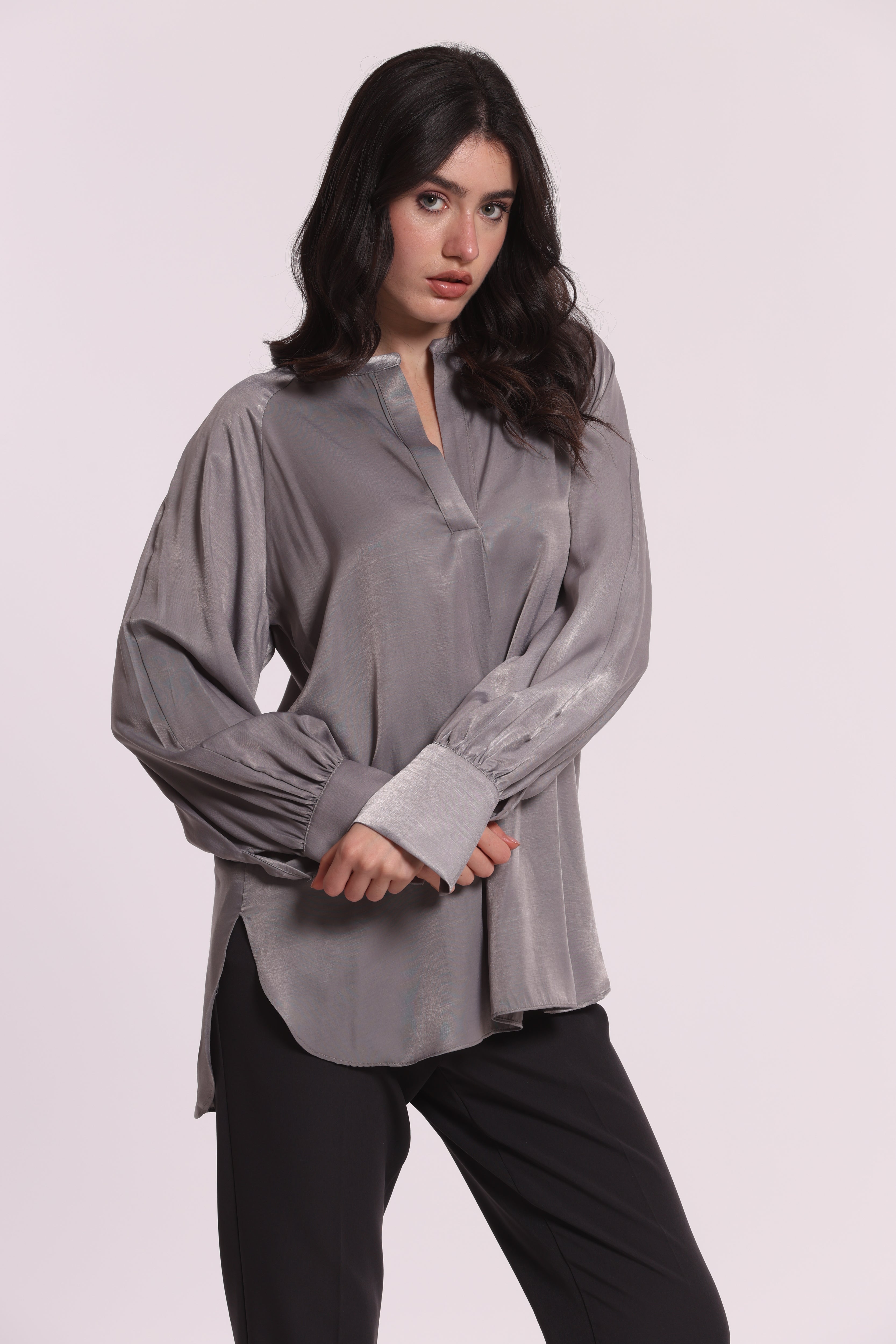 Mimi Mua Blusa Scollo a V Mano Seta blusa nero